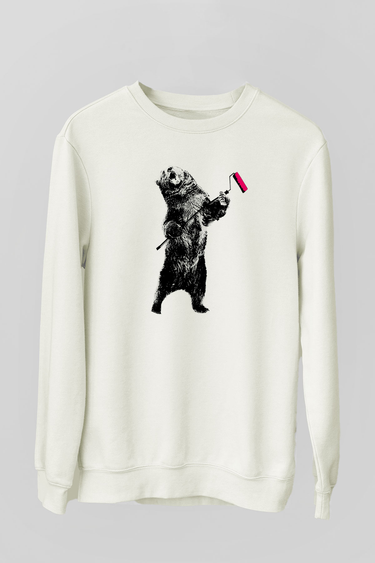 Ayı Beyaz Unisex Sweatshirt
