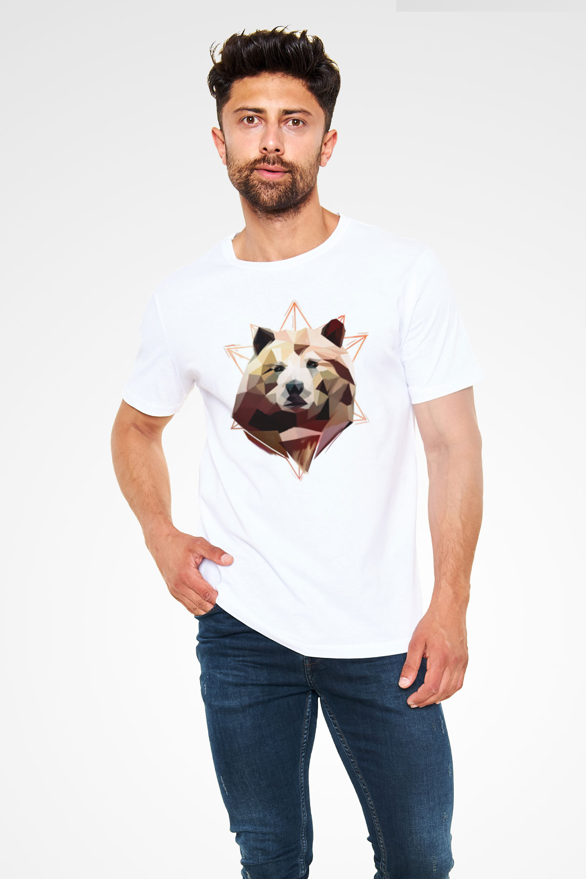 Ayı Beyaz Unisex Tişört T-Shirt - TişörtFabrikası