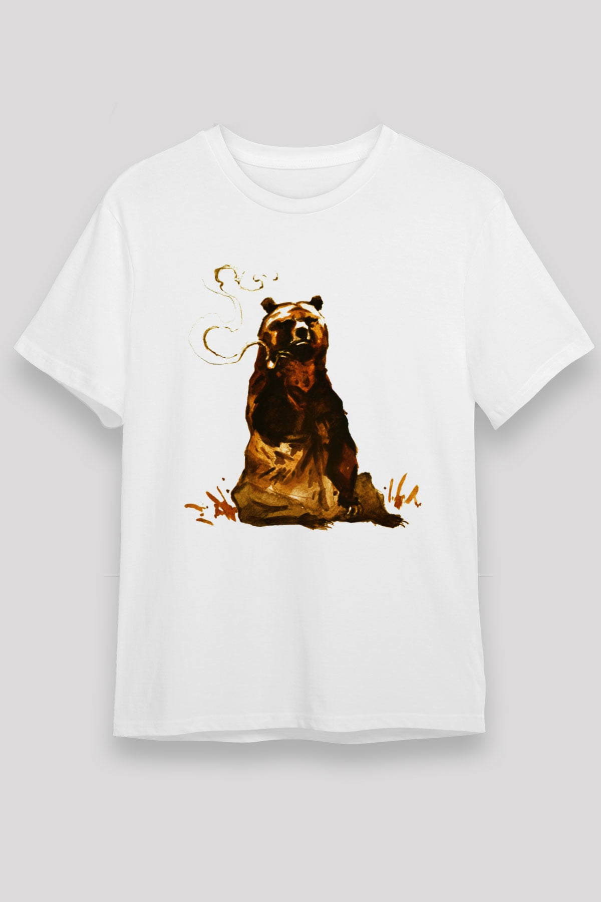 Ayı Beyaz Unisex Tişört T-Shirt - TişörtFabrikası