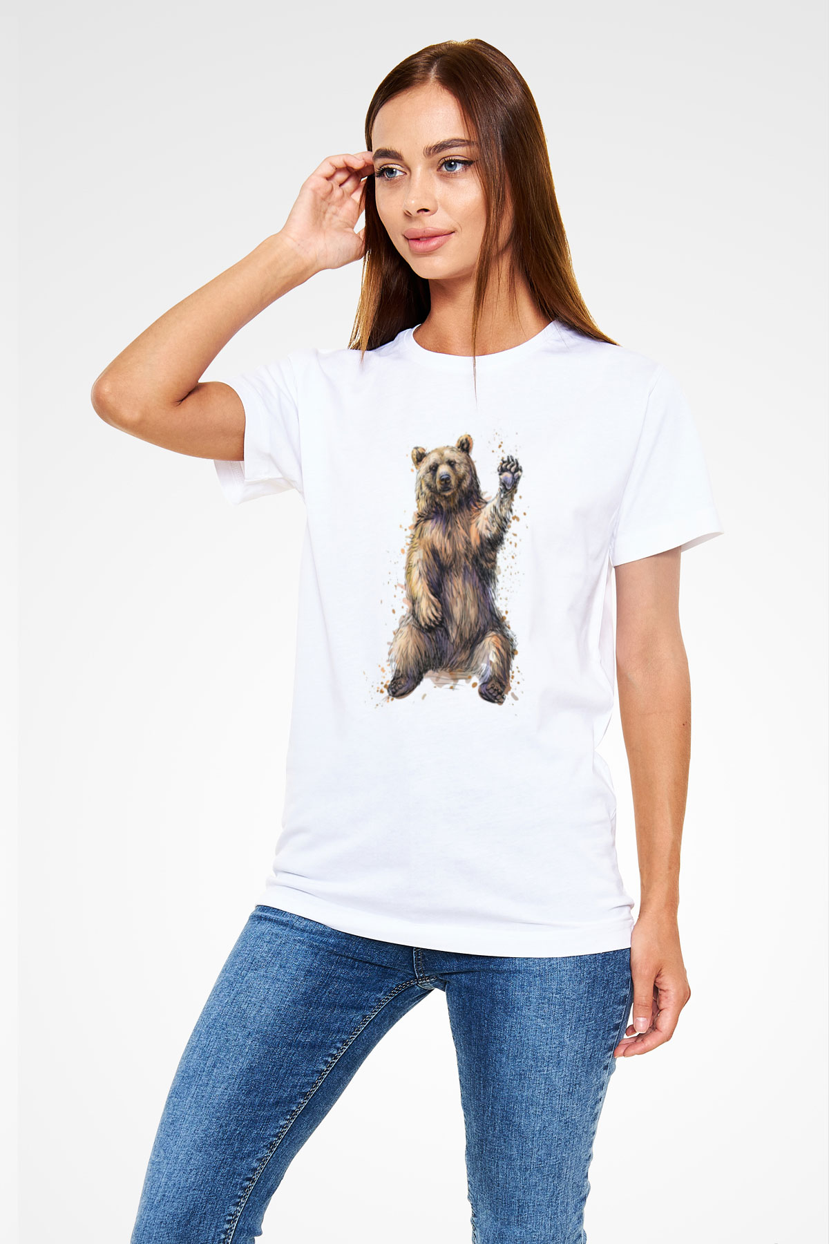 Ayı Beyaz Unisex Tişört T-Shirt - TişörtFabrikası