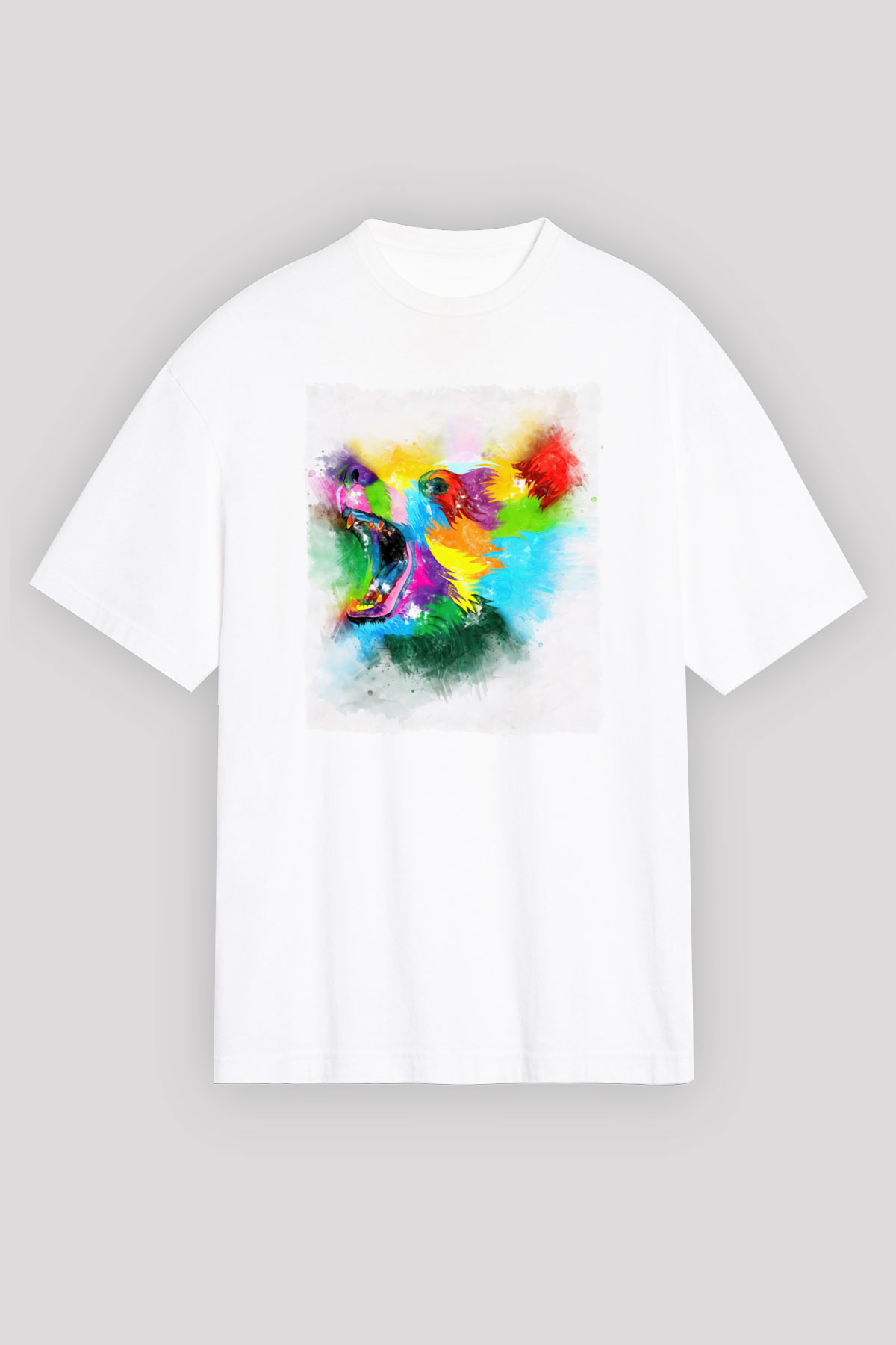 Ayı Beyaz Oversize Tişört Oversize T-shirt - TişörtFabrikası