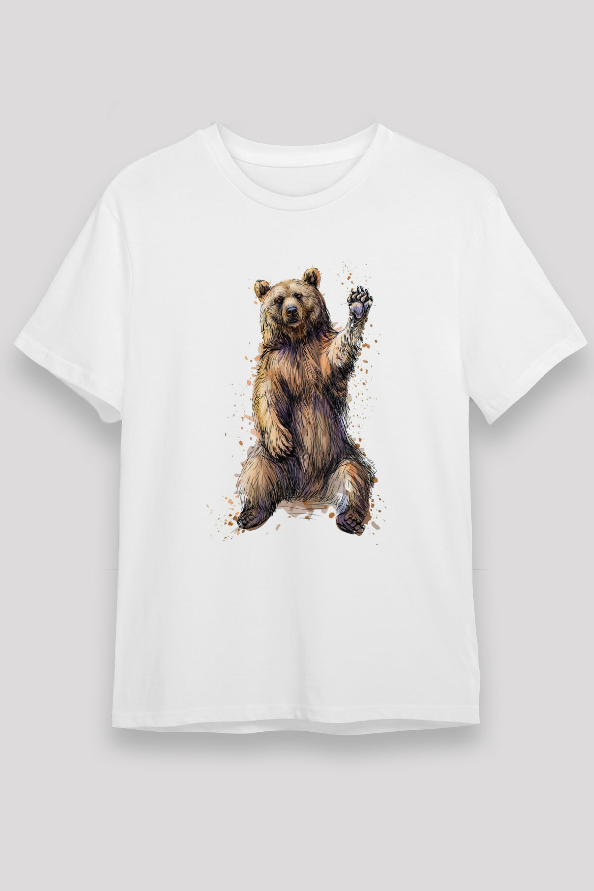 Ayı Beyaz Unisex Tişört T-Shirt - TişörtFabrikası
