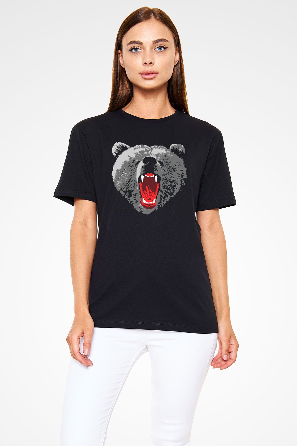 Ayı Siyah Unisex Tişört T-Shirt - TişörtFabrikası