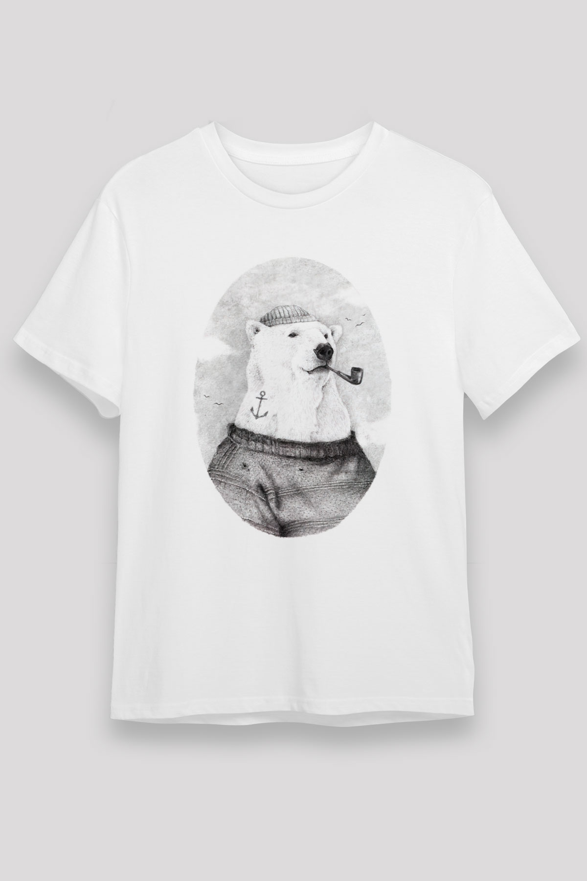 Ayı Beyaz Unisex Tişört T-Shirt - TişörtFabrikası
