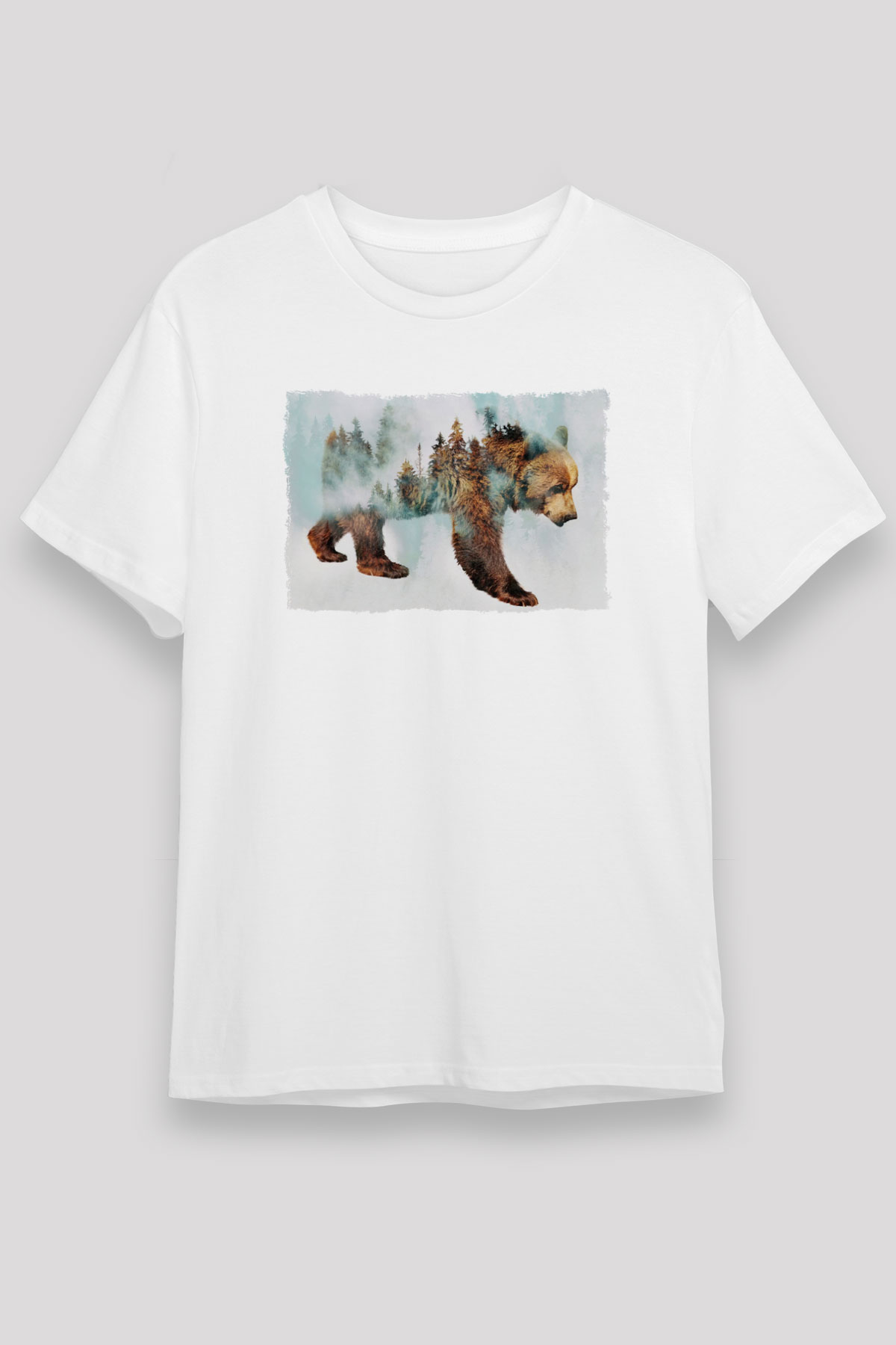 Ayı Beyaz Unisex Tişört T-Shirt - TişörtFabrikası