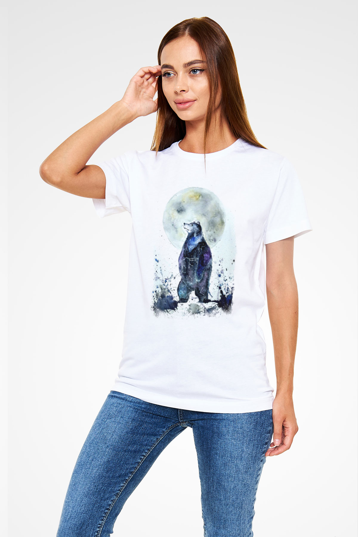Ayı Beyaz Unisex Tişört T-Shirt - TişörtFabrikası