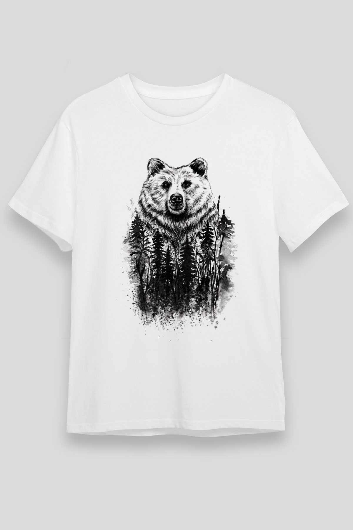 Ayı Beyaz Unisex Tişört T-Shirt - TişörtFabrikası