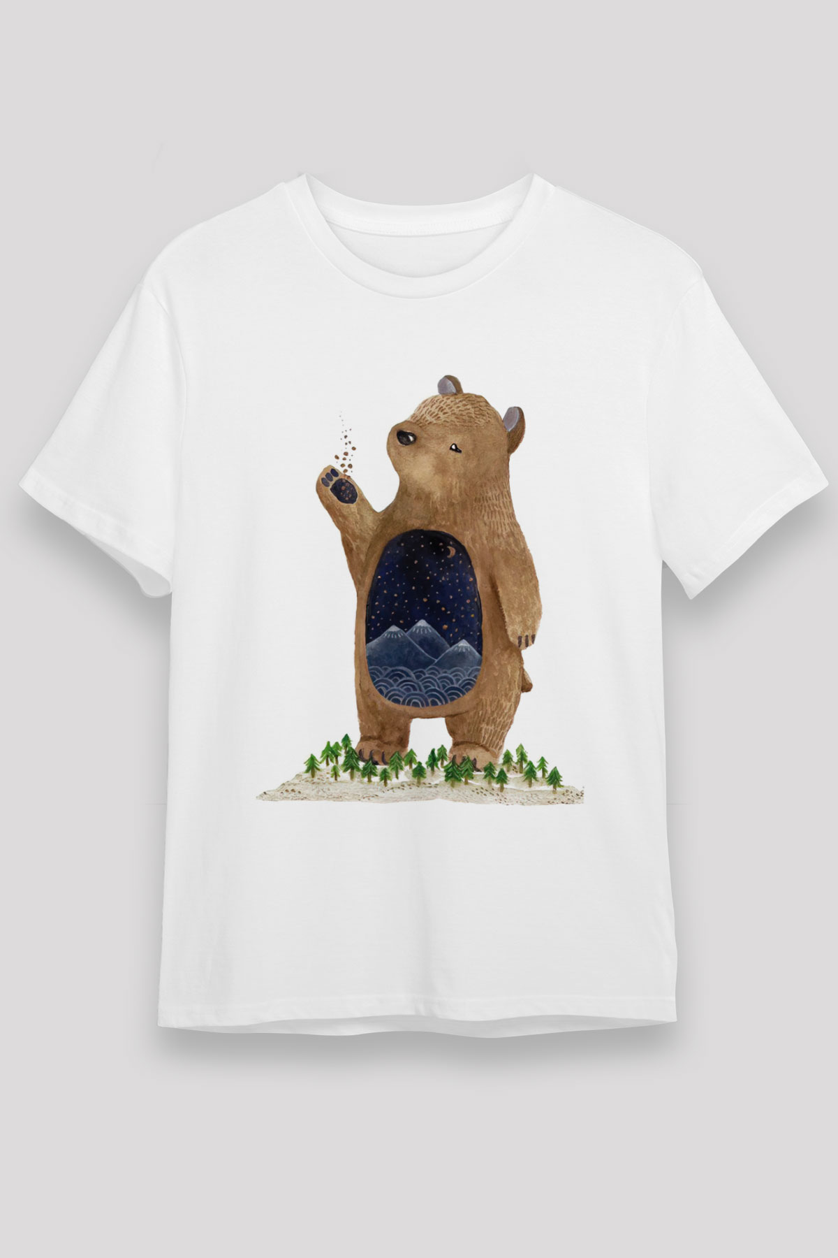 Ayı Beyaz Unisex Tişört T-Shirt - TişörtFabrikası