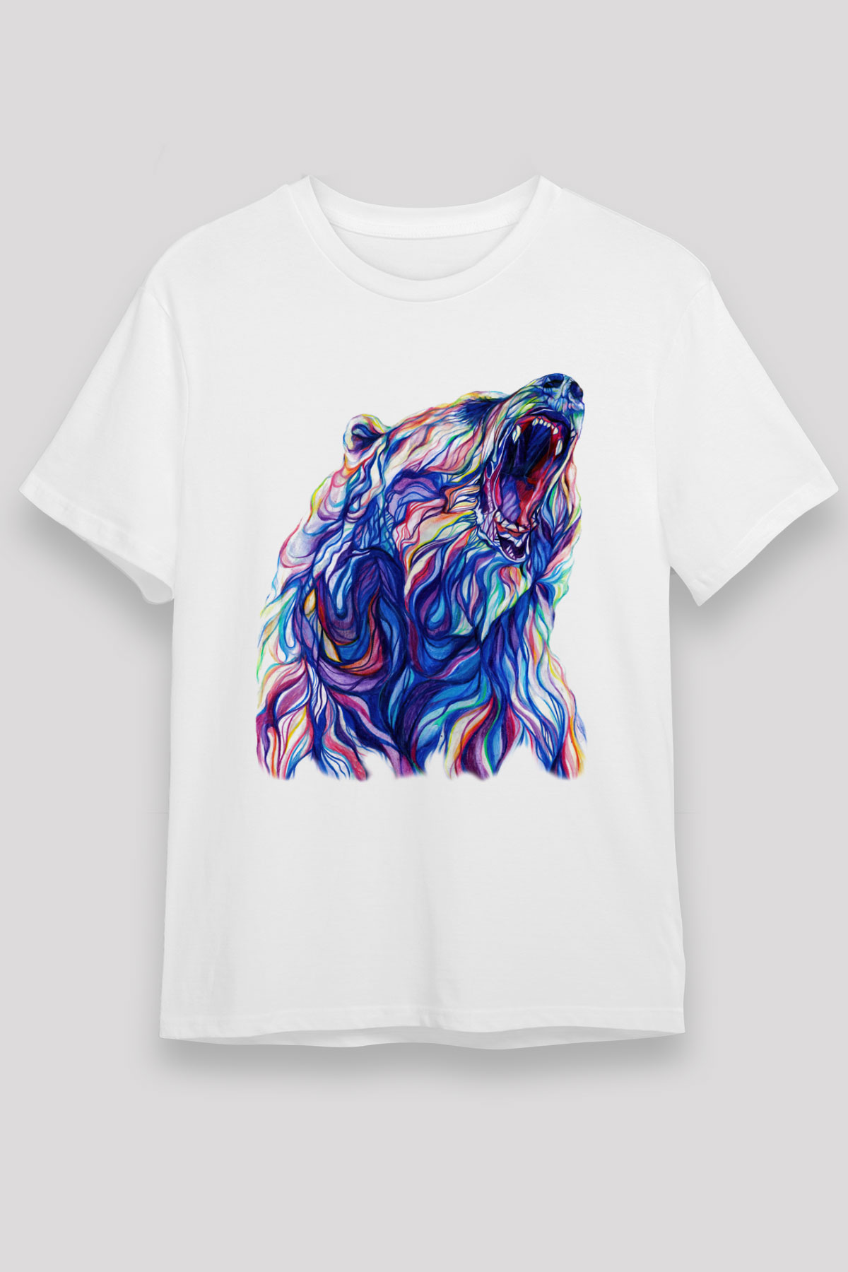 Ayı Beyaz Unisex Tişört T-Shirt - TişörtFabrikası