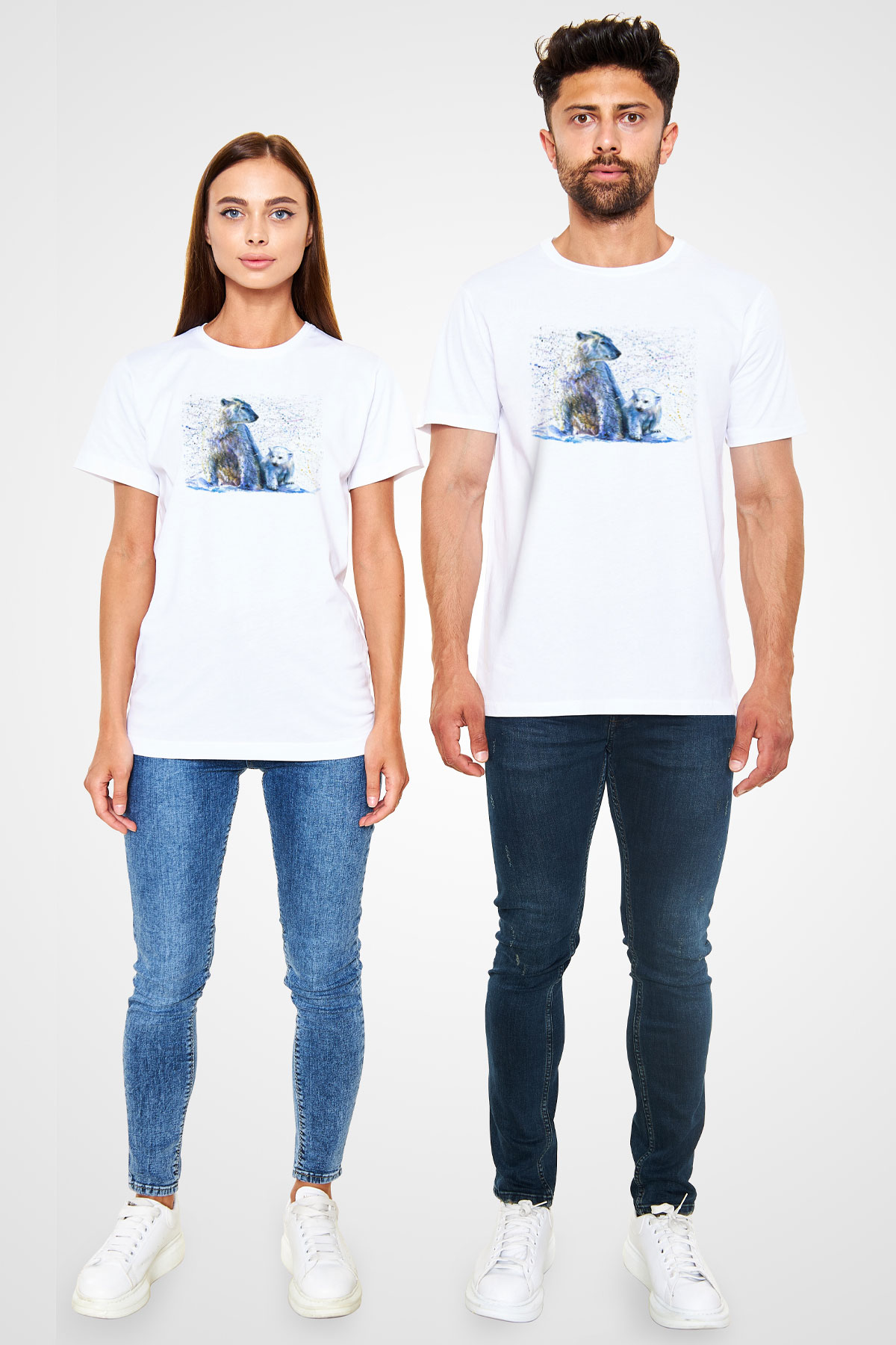 Ayı Beyaz Unisex Tişört T-Shirt - TişörtFabrikası