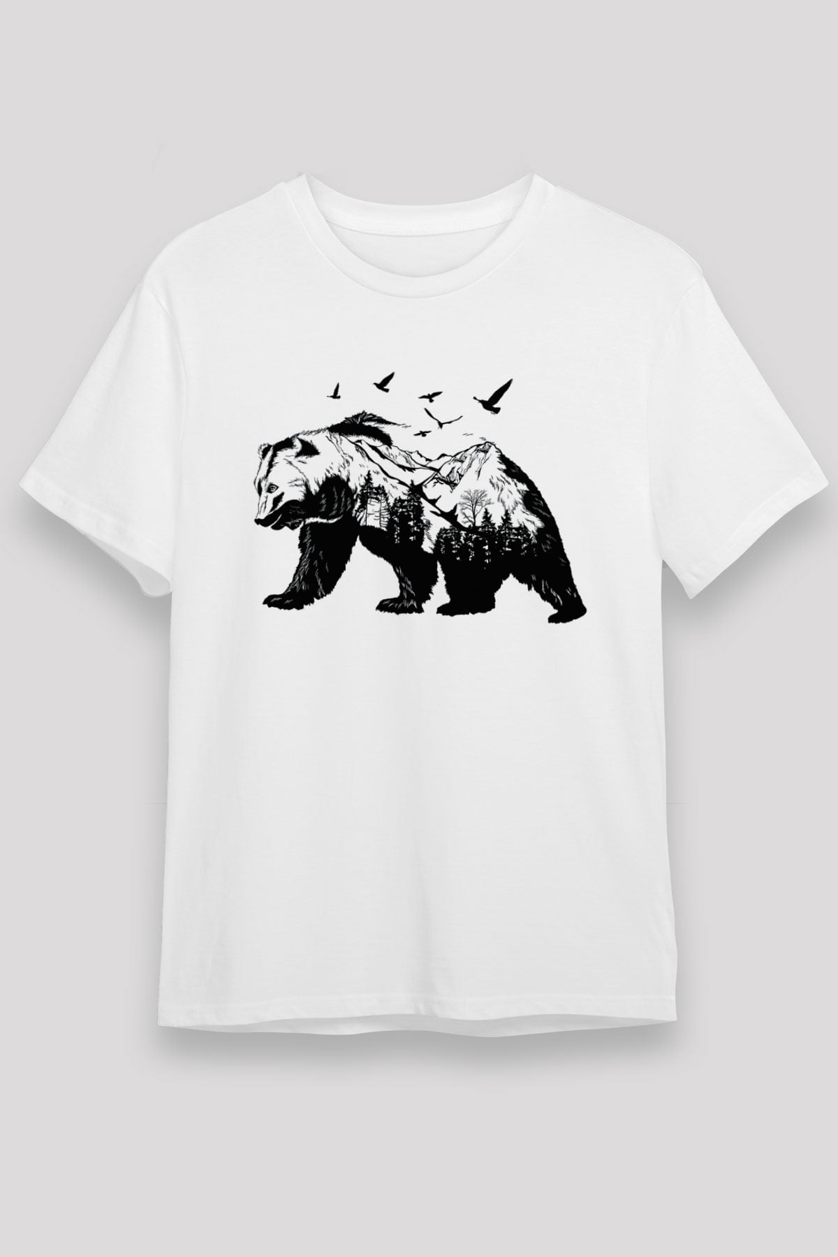 Ayı Beyaz Unisex Tişört T-Shirt - TişörtFabrikası
