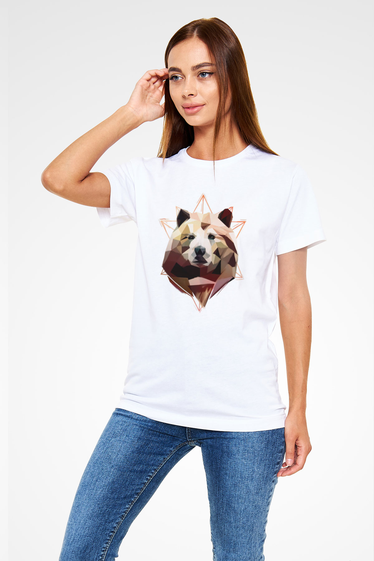 Ayı Beyaz Unisex Tişört T-Shirt - TişörtFabrikası