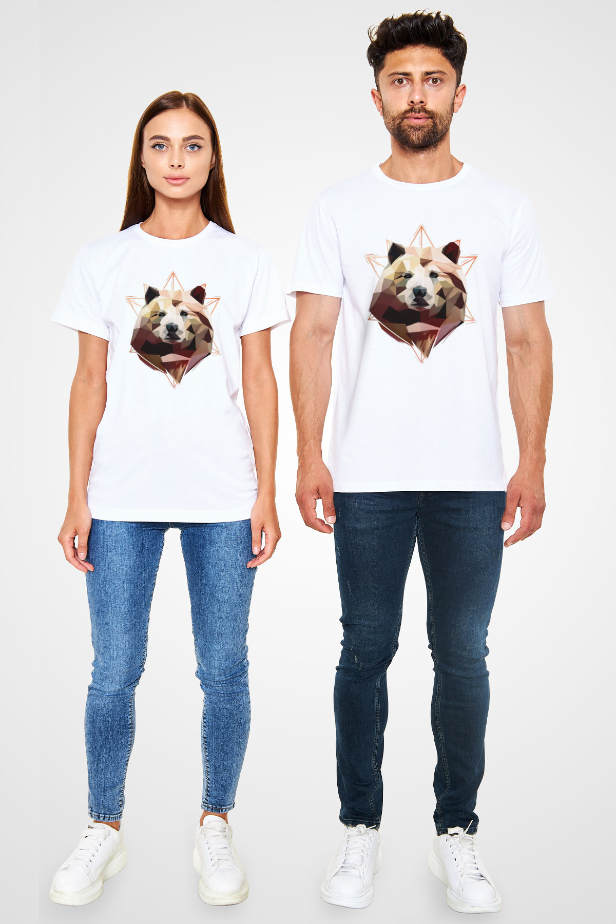 Ayı Beyaz Unisex Tişört T-Shirt - TişörtFabrikası