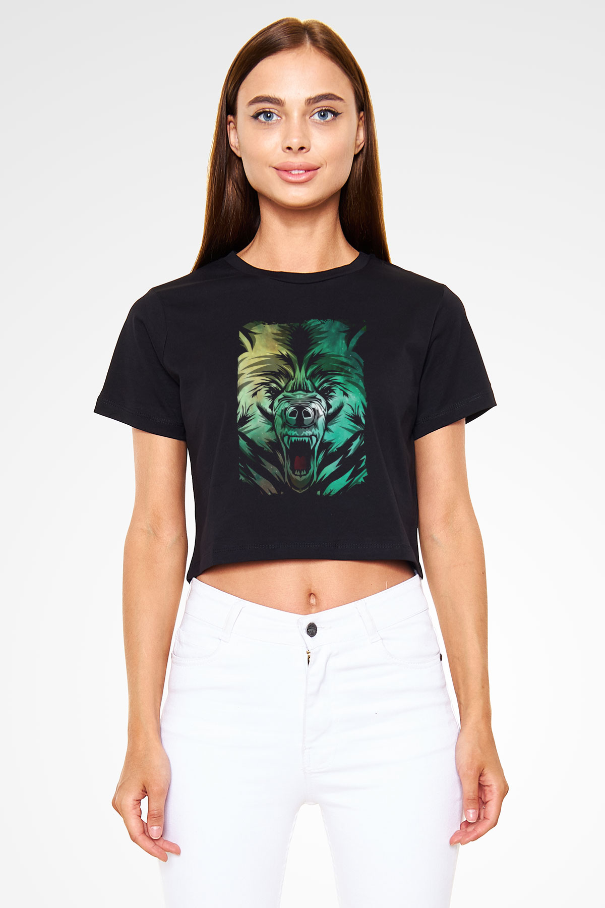 Ayı Siyah  Crop Top Tişört