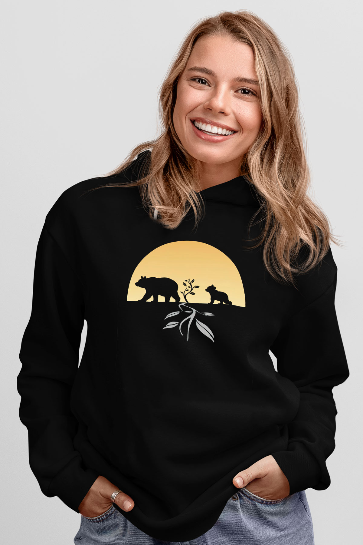 Ayı Siyah Unisex Hoodie