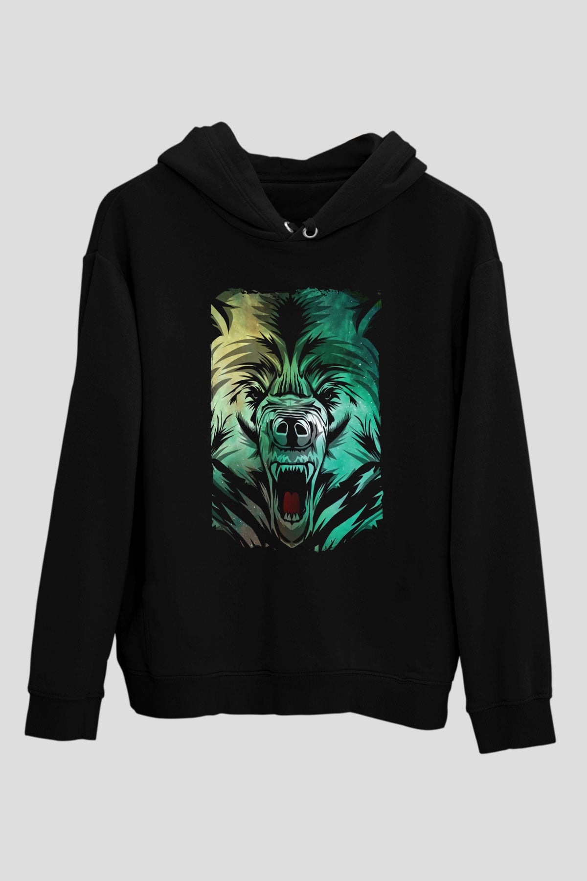 Ayı Siyah Unisex Kapüşonlu Sweatshirt