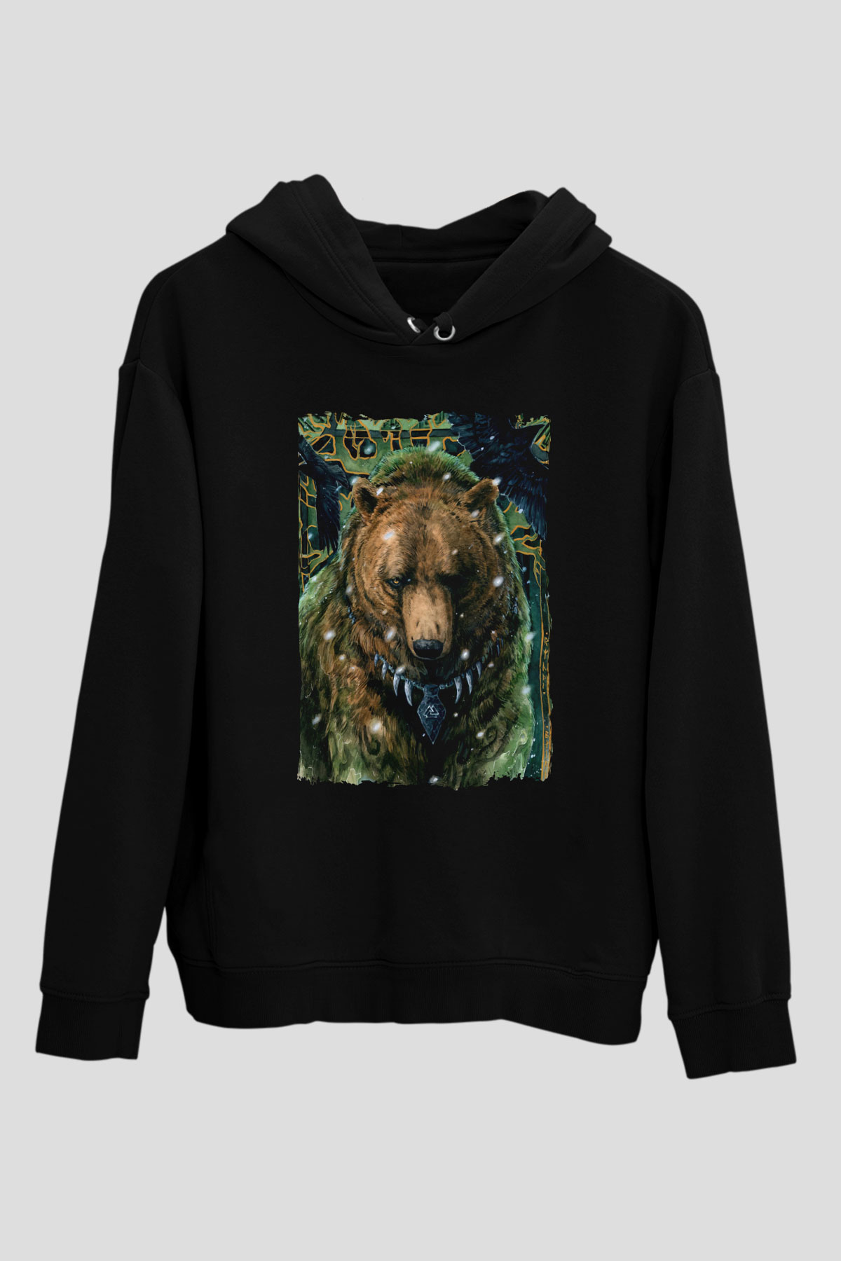 Ayı Siyah Unisex Kapüşonlu Sweatshirt