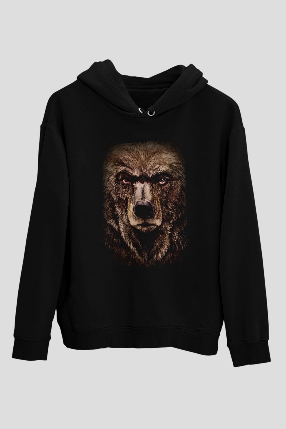 Ayı Siyah Unisex Kapüşonlu Sweatshirt