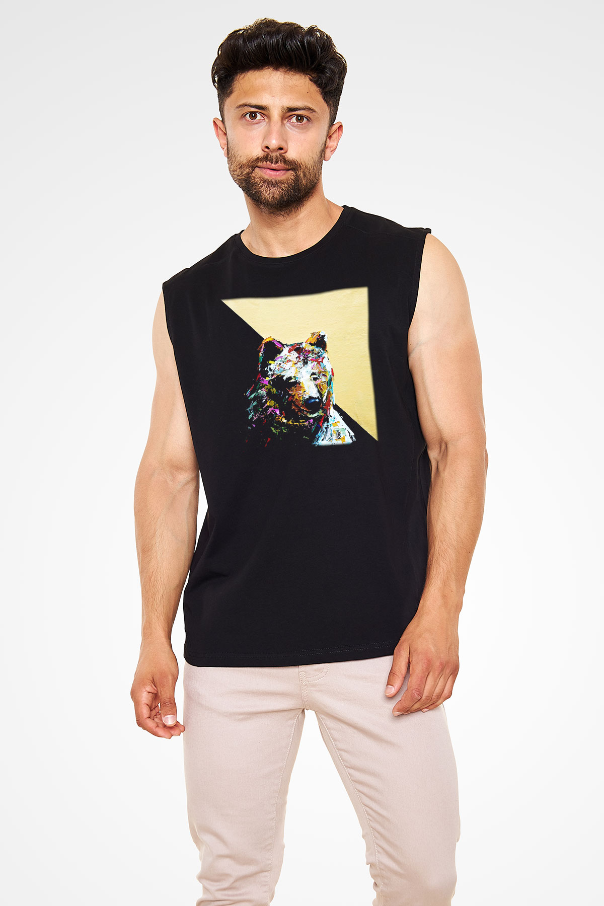 Ayı Siyah Unisex Kolsuz Tişört