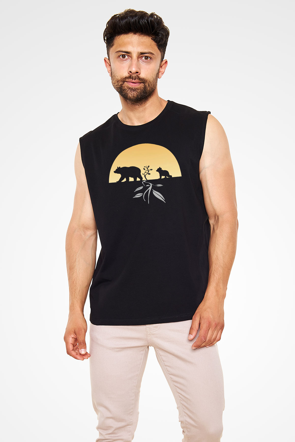Ayı Siyah Unisex Kolsuz Tişört