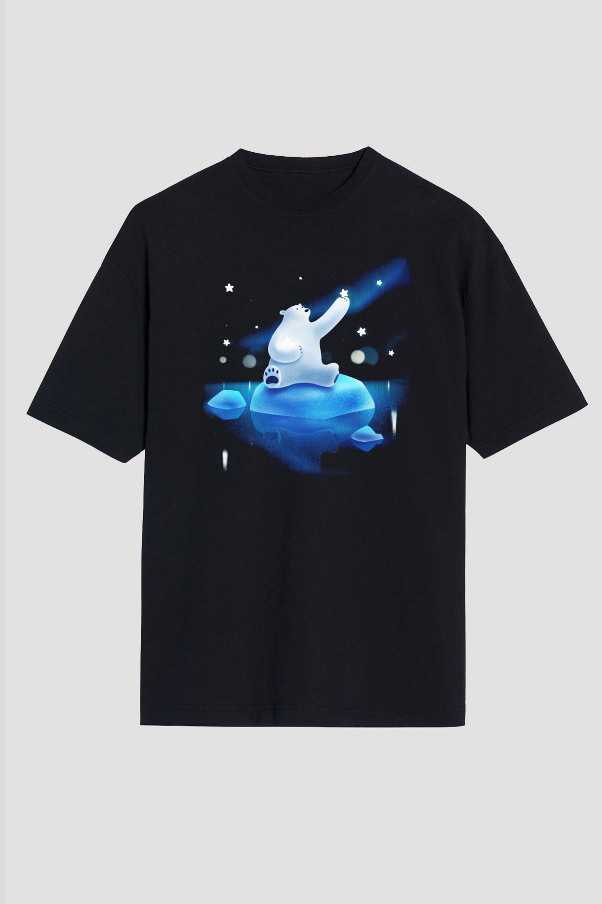 Ayı Siyah Unisex Oversize Tişört T-Shirt