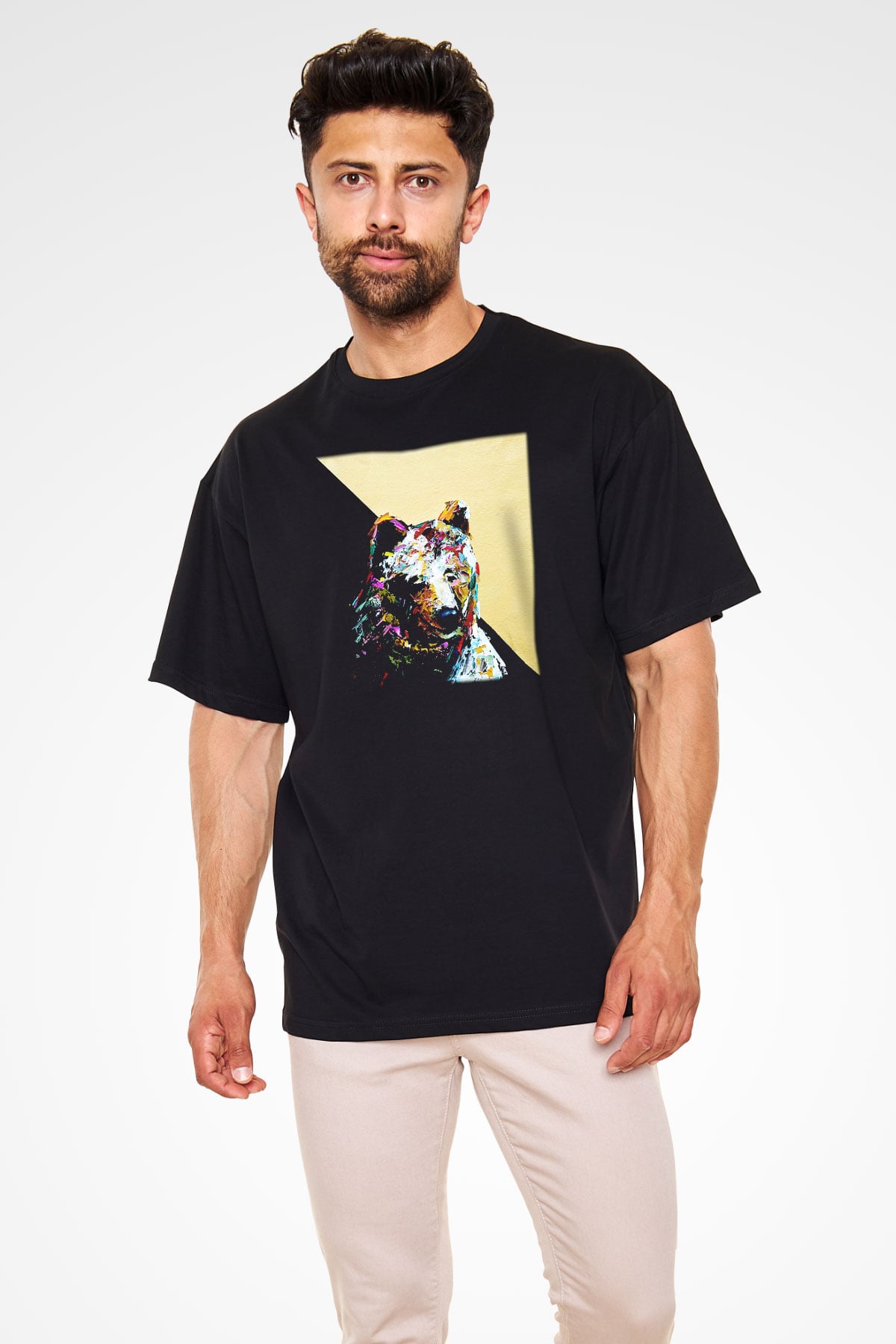 Ayı Siyah Unisex Oversize Tişört T-Shirt