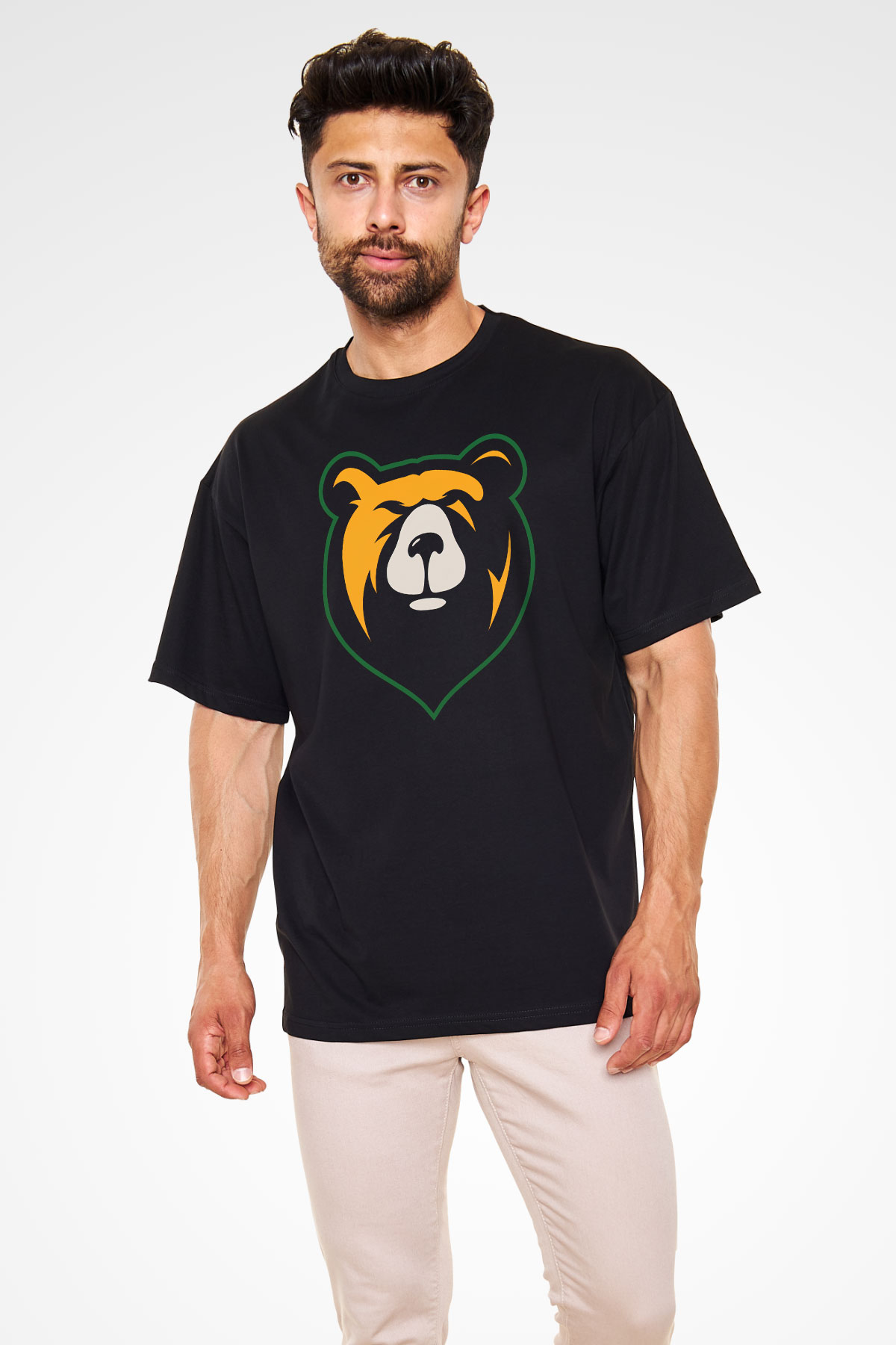 Ayı Siyah Unisex Oversize Tişört T-Shirt