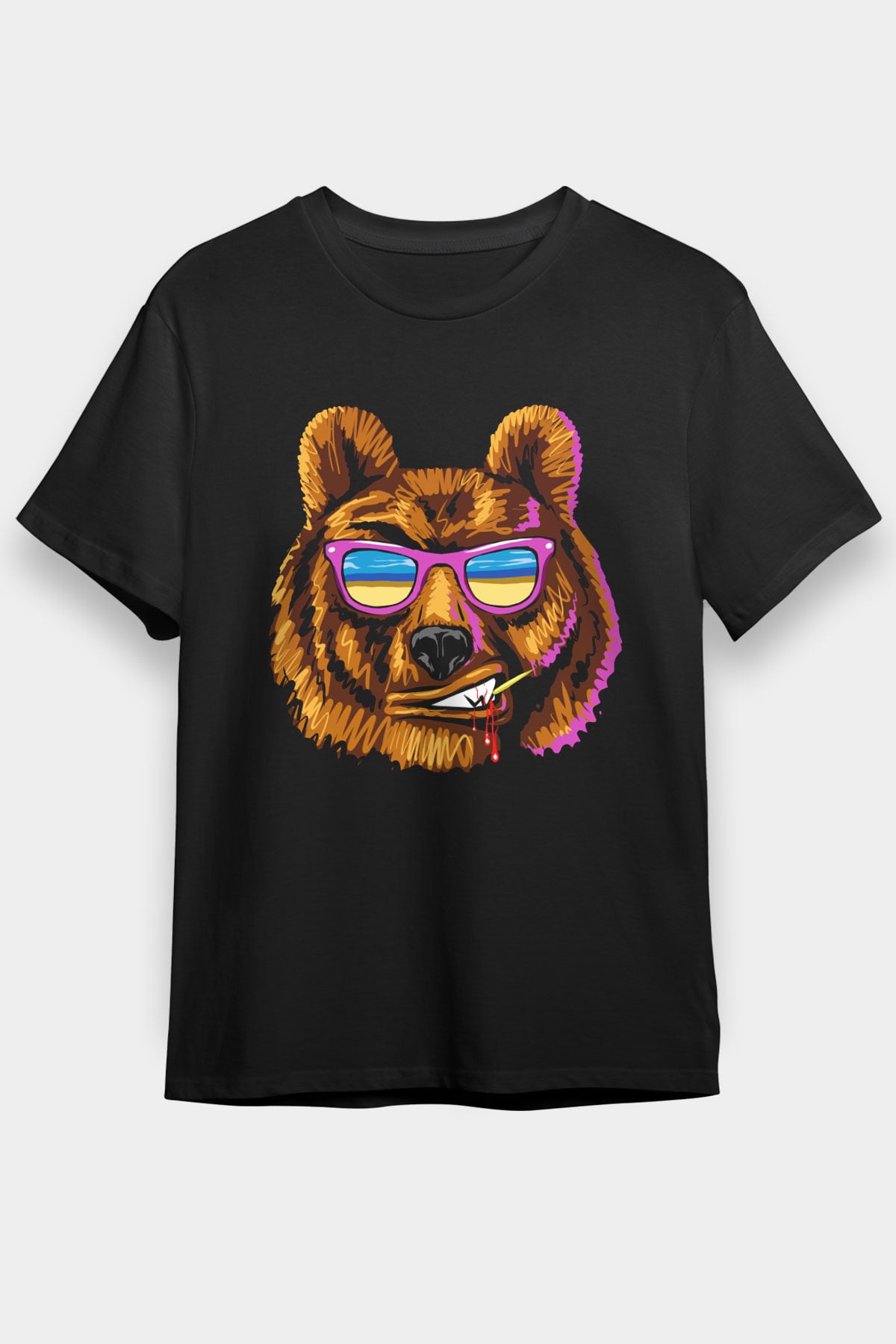 Ayı Siyah Unisex Tişört T-Shirt - TişörtFabrikası