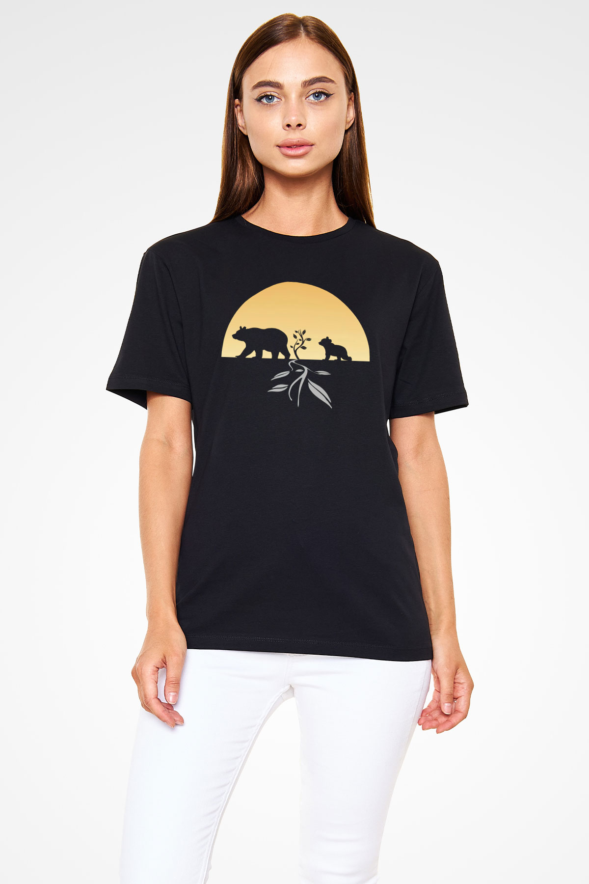 Ayı Siyah Unisex Tişört T-Shirt - TişörtFabrikası
