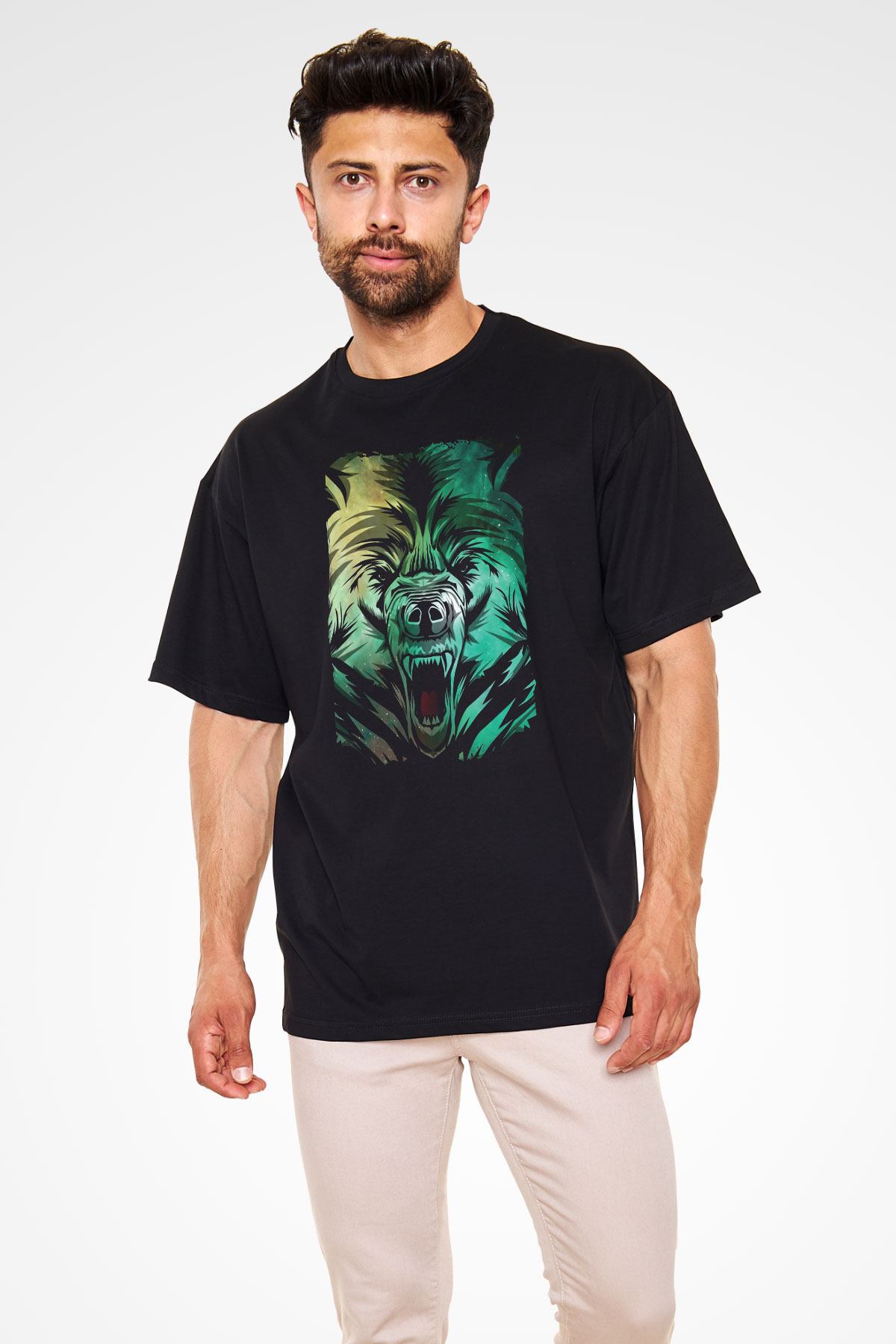 Ayı Siyah Oversize Tişört Oversize T-shirt - TişörtFabrikası