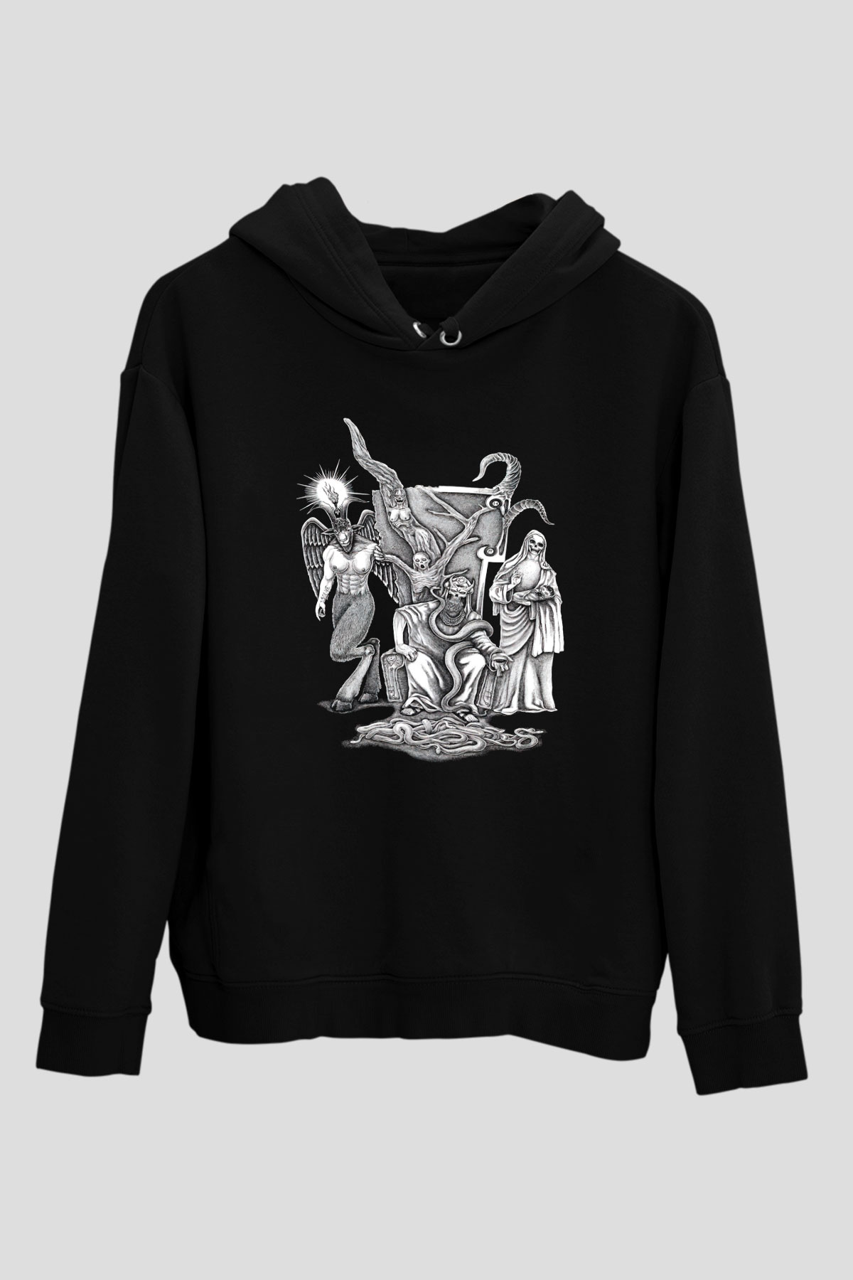 Azarath Baskılı Unisex Siyah Kapüşonlu Sweatshirt