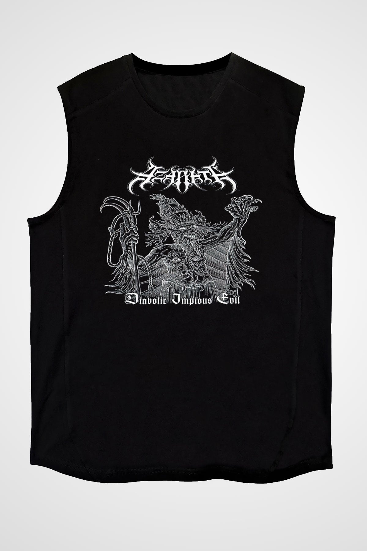 Azarath Baskılı Unisex Siyah Kolsuz Tişört - Tshirt
