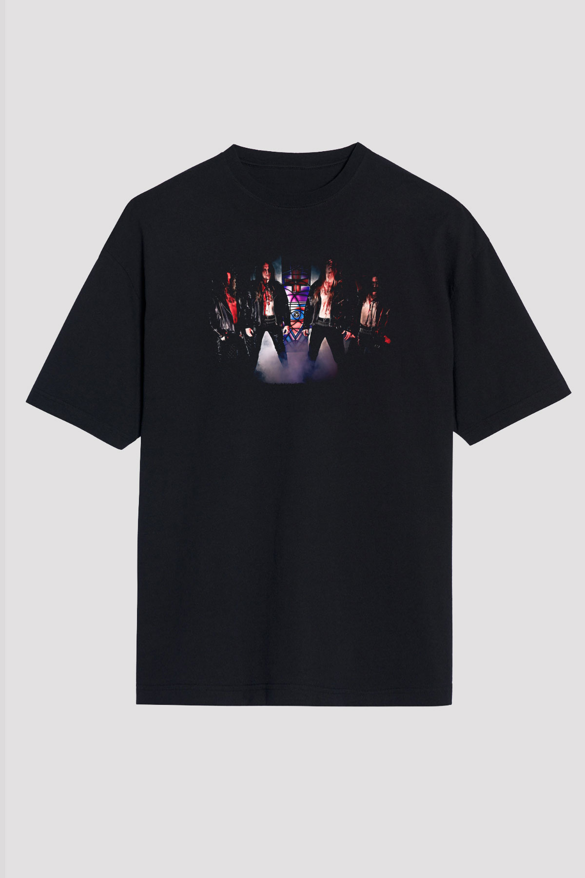 Azarath Baskılı Unisex Siyah Oversize Tişört - Tshirt