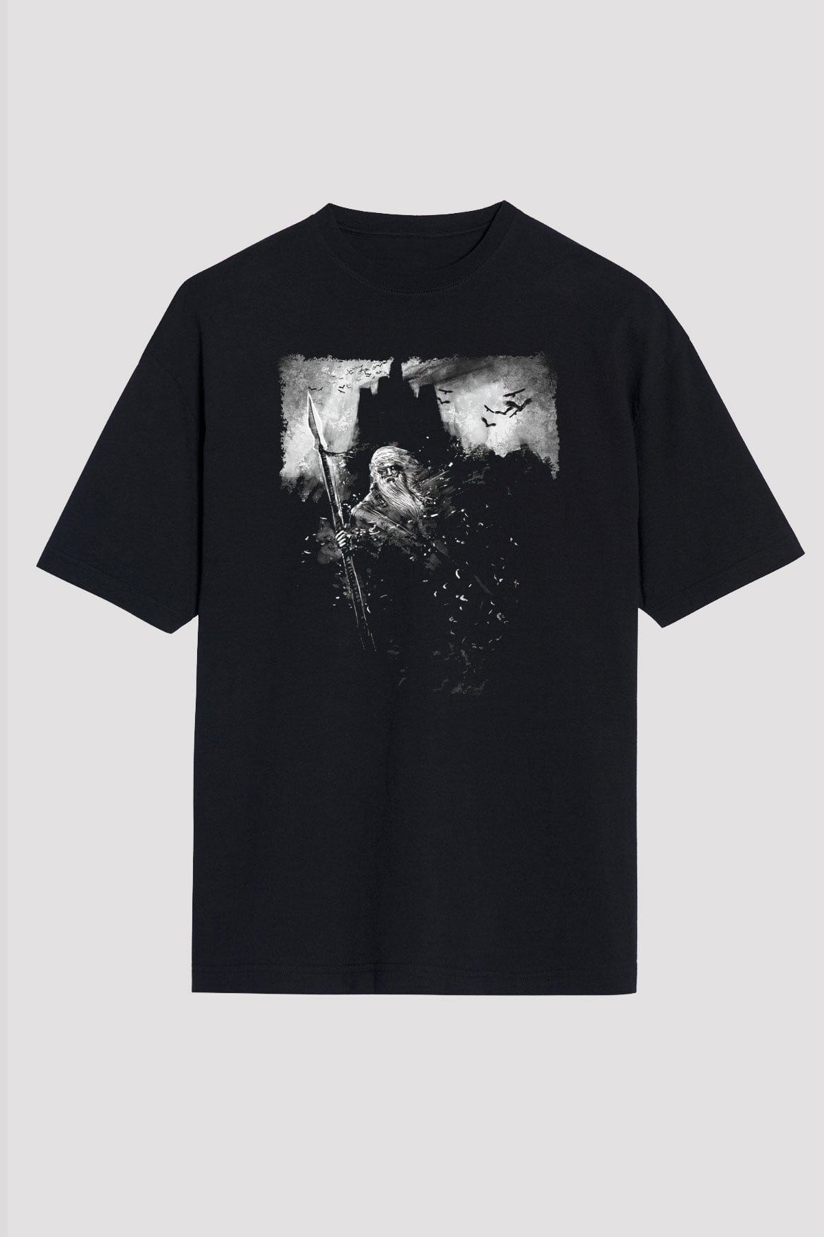 Azarath Baskılı Unisex Siyah Oversize Tişört - Tshirt