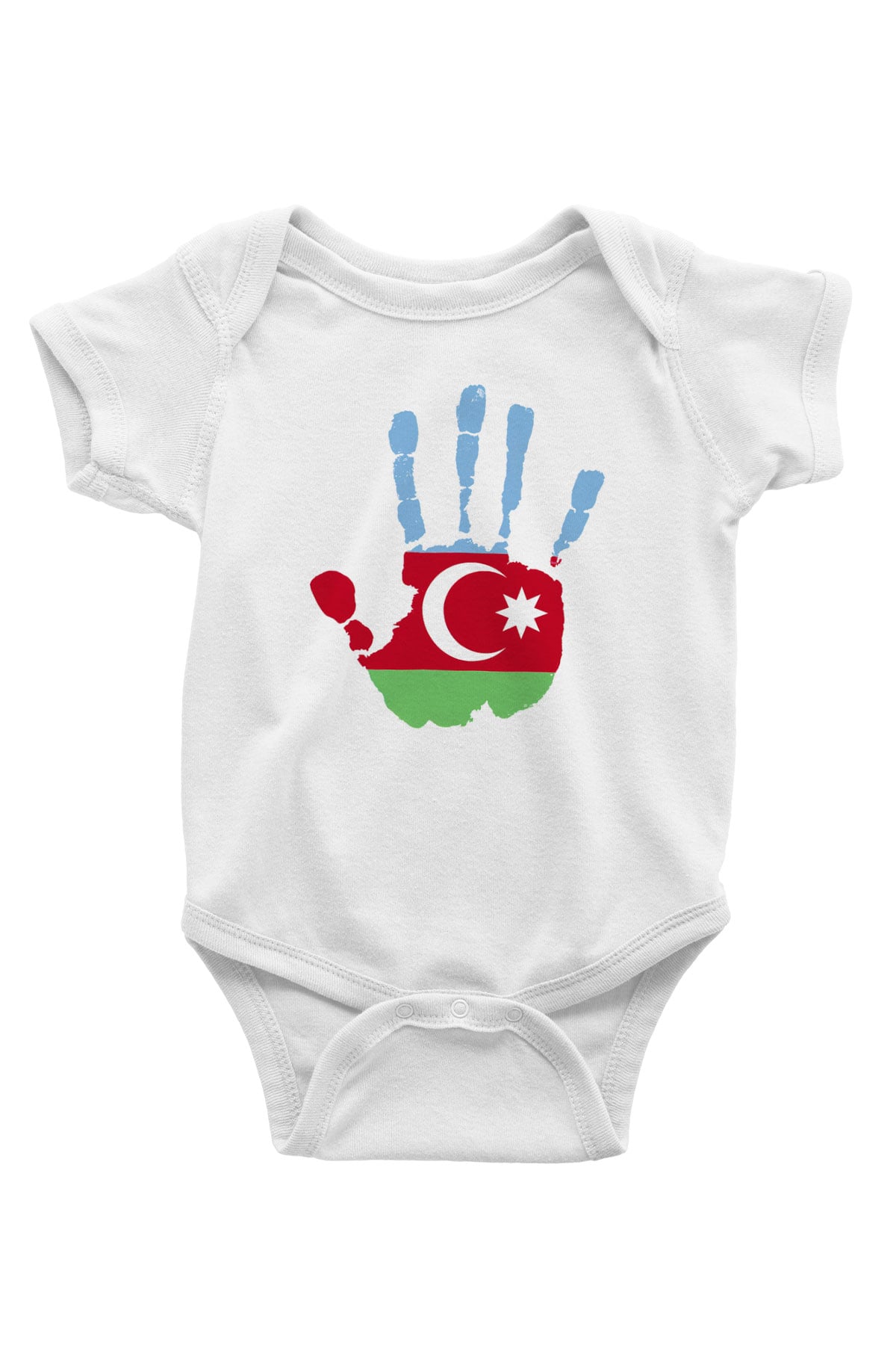 Azerbaycan Baskılı Beyaz Unisex Bebek Body - Zıbın