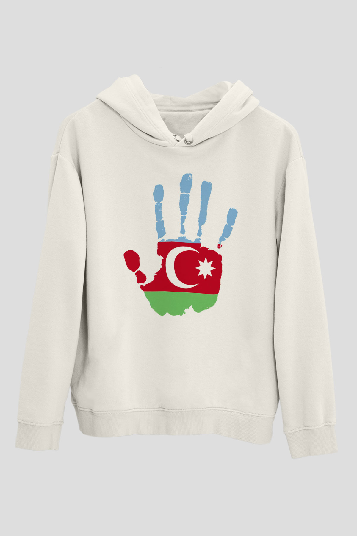 Azerbaycan Beyaz Unisex Kapşonlu Sweatshirt