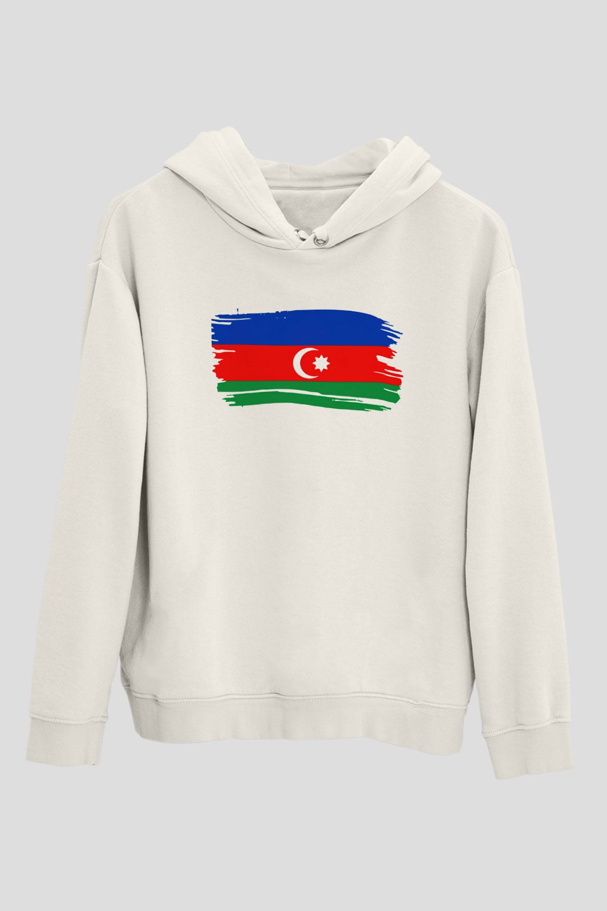 Azerbaycan Beyaz Unisex Kapşonlu Sweatshirt