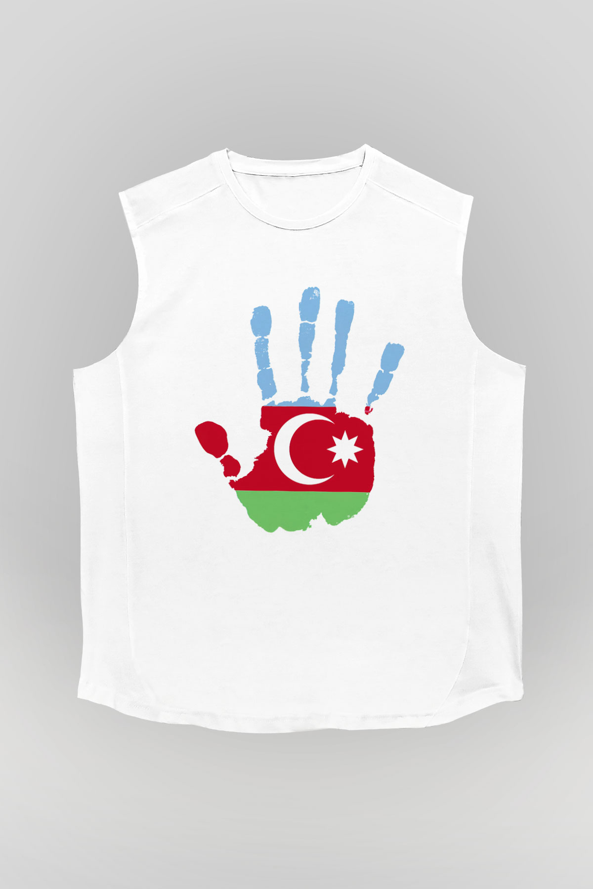 Azerbaycan Beyaz Unisex Kolsuz Tişört