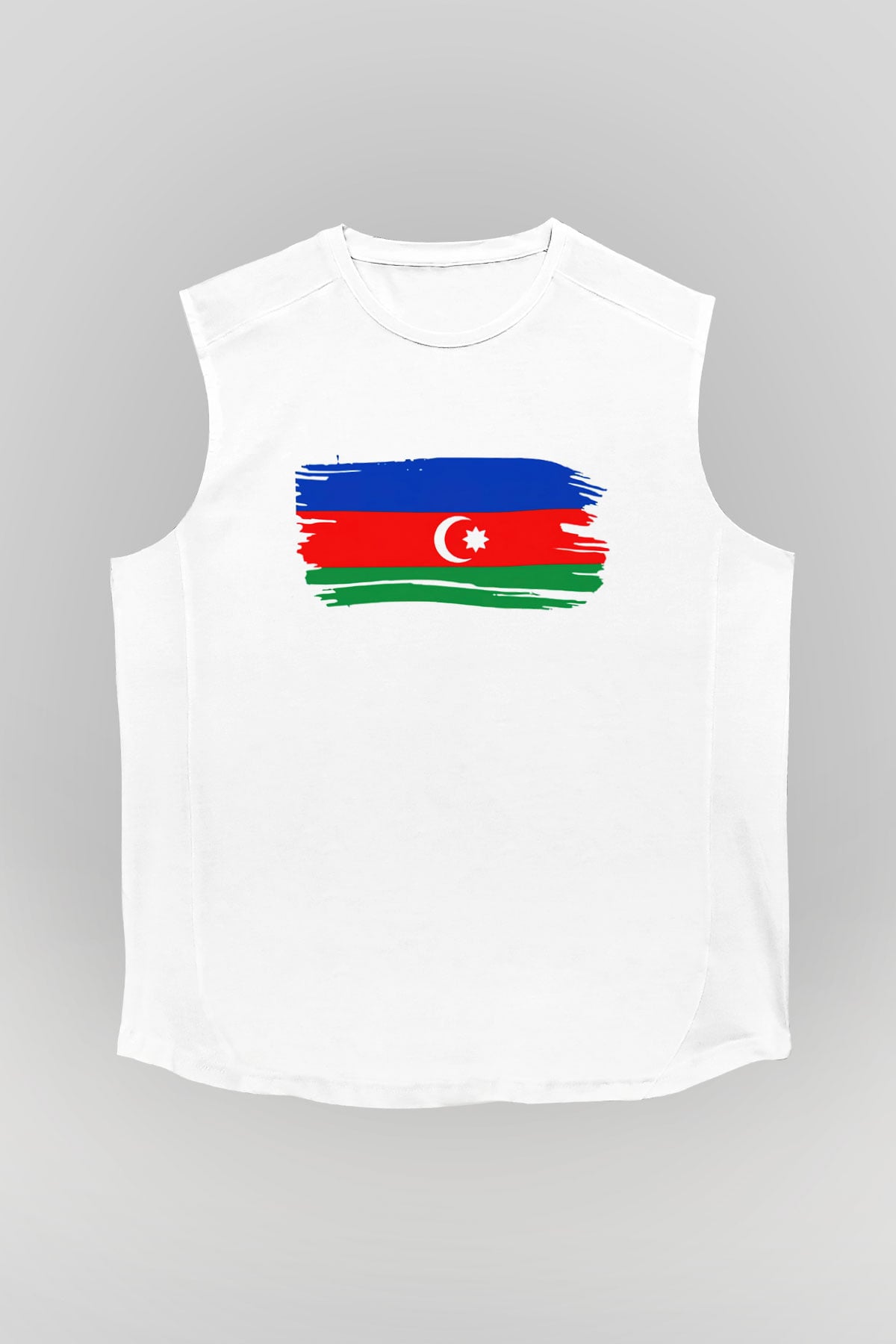 Azerbaycan Beyaz Unisex Kolsuz Tişört
