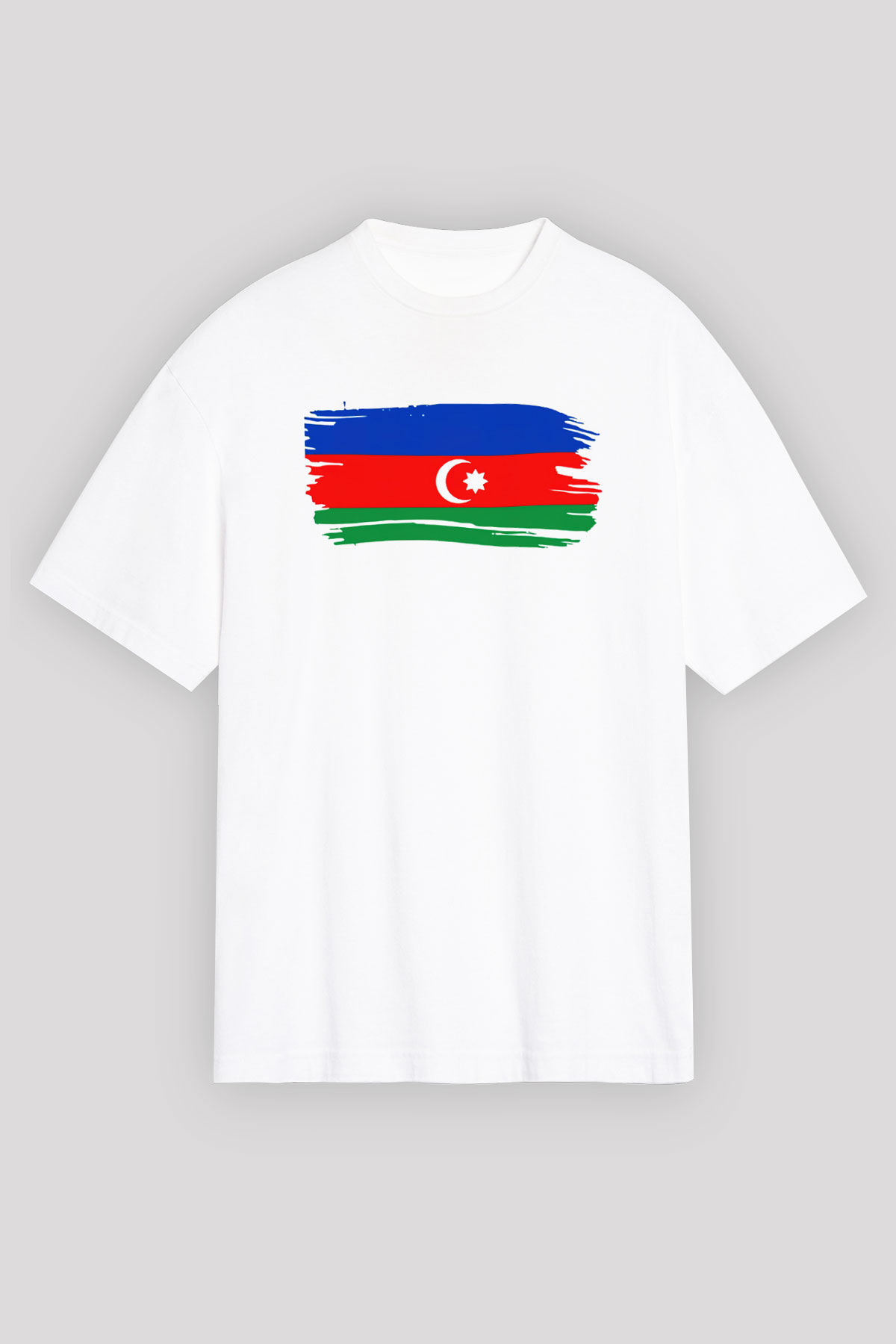 Azerbaycan Beyaz Unisex Oversize Tişört T-Shirt