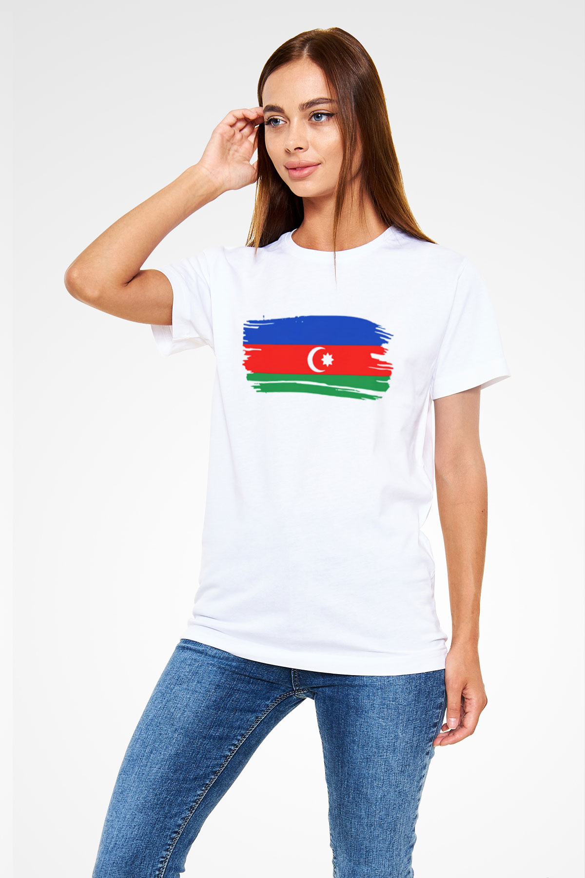 Azerbaycan Beyaz Unisex Tişört T-Shirt - TişörtFabrikası