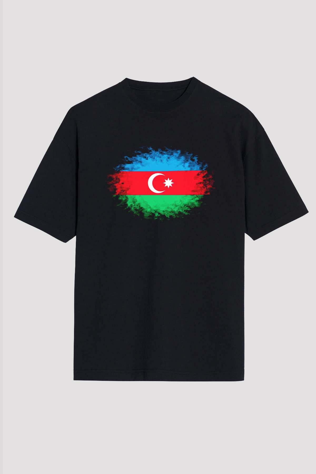 Azerbaycan Siyah Unisex Oversize Tişört T-Shirt