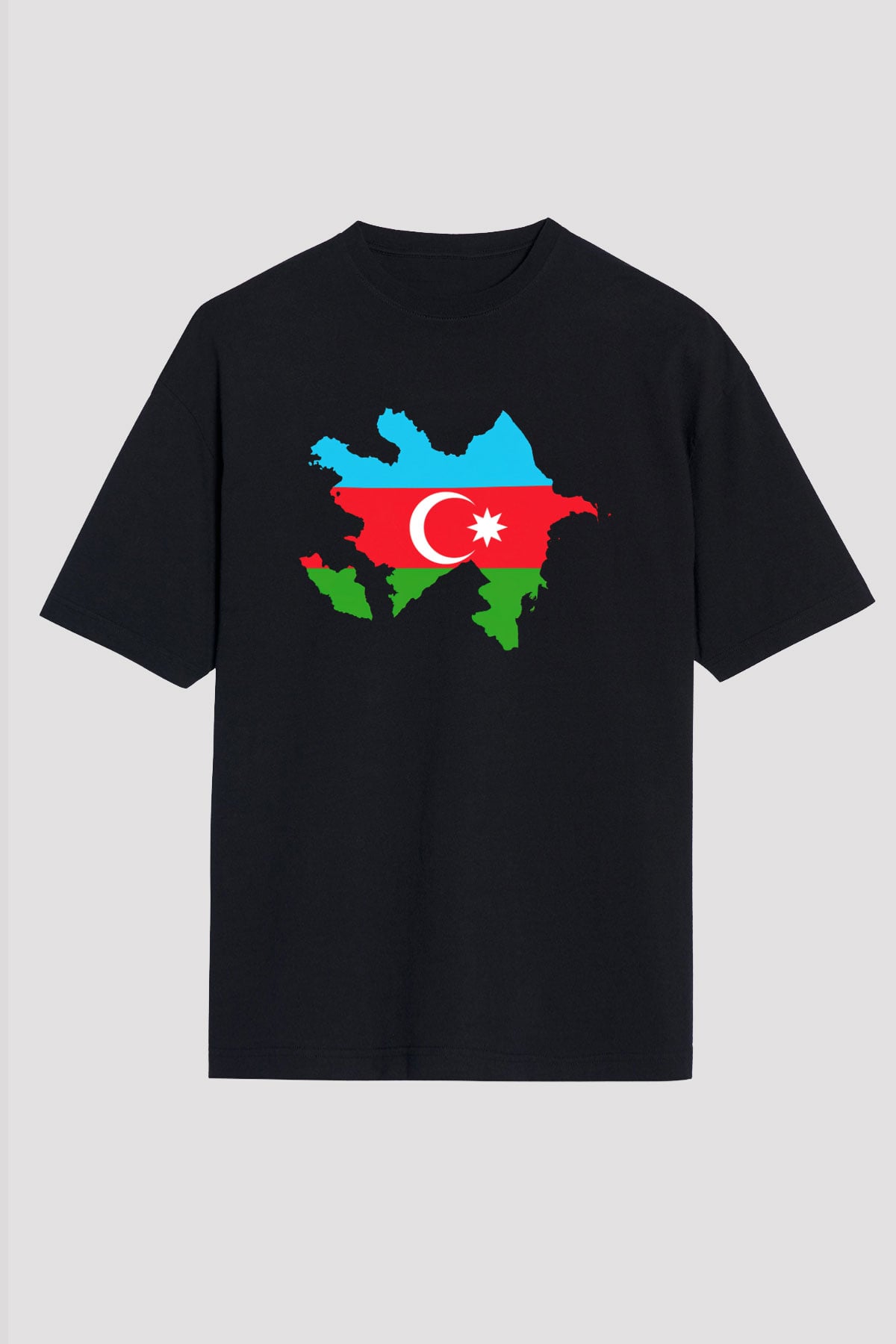 Azerbaycan Siyah Unisex Oversize Tişört T-Shirt