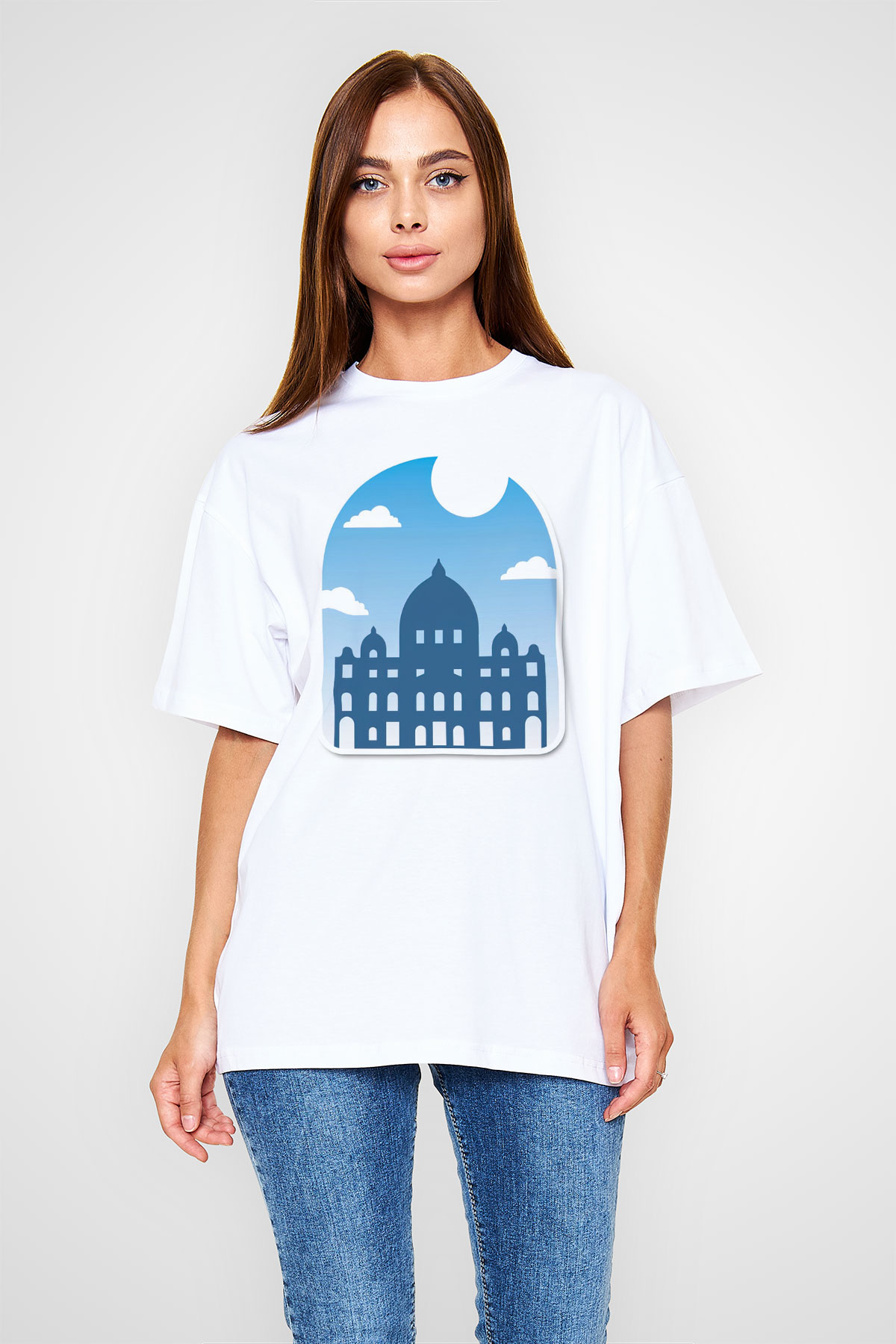 Aziz Petrus Bazilikası Beyaz Oversize Tişört Oversize T-shirt - TişörtFabrikası