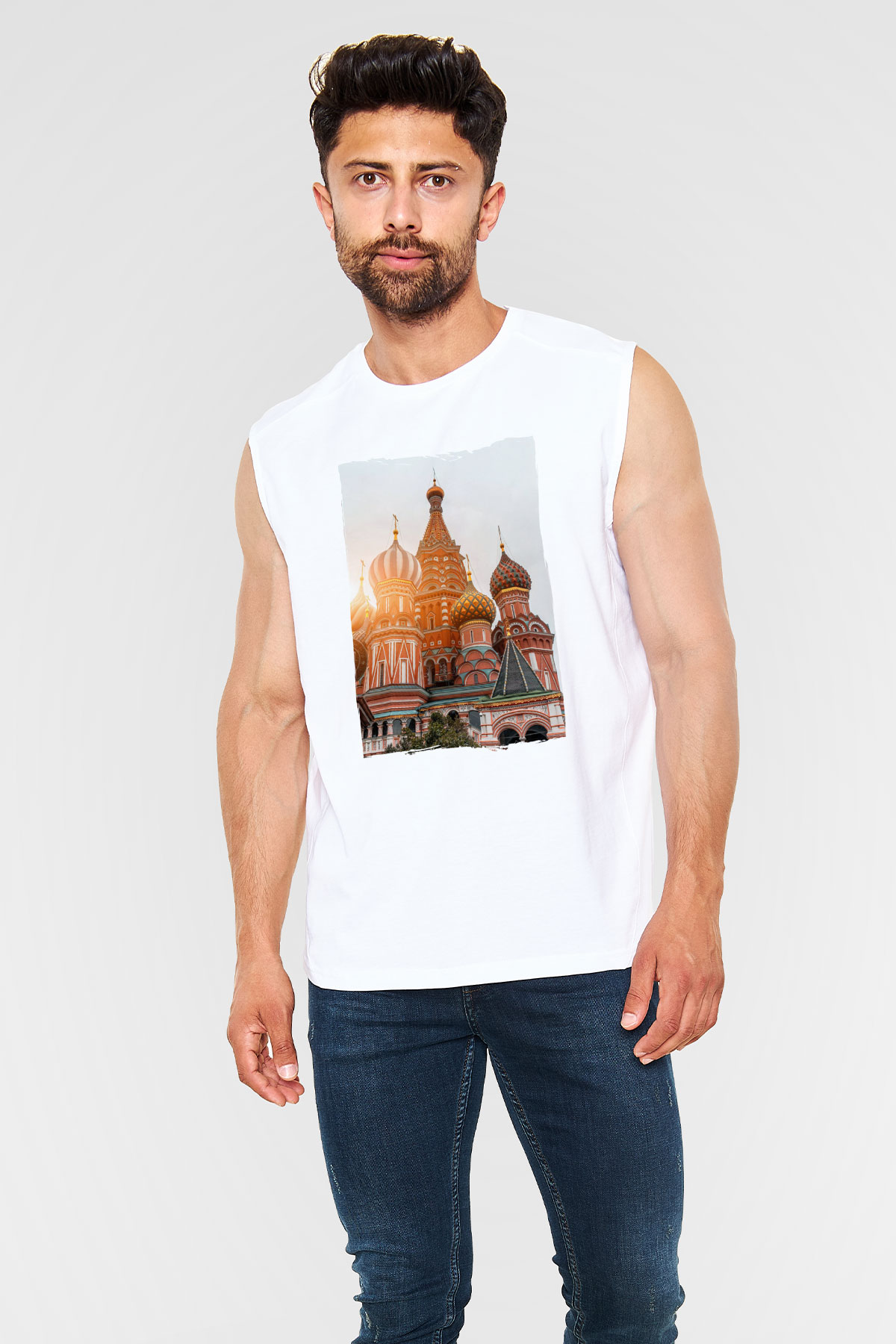 Aziz Vasil Katedrali Beyaz Unisex Kolsuz Tişört