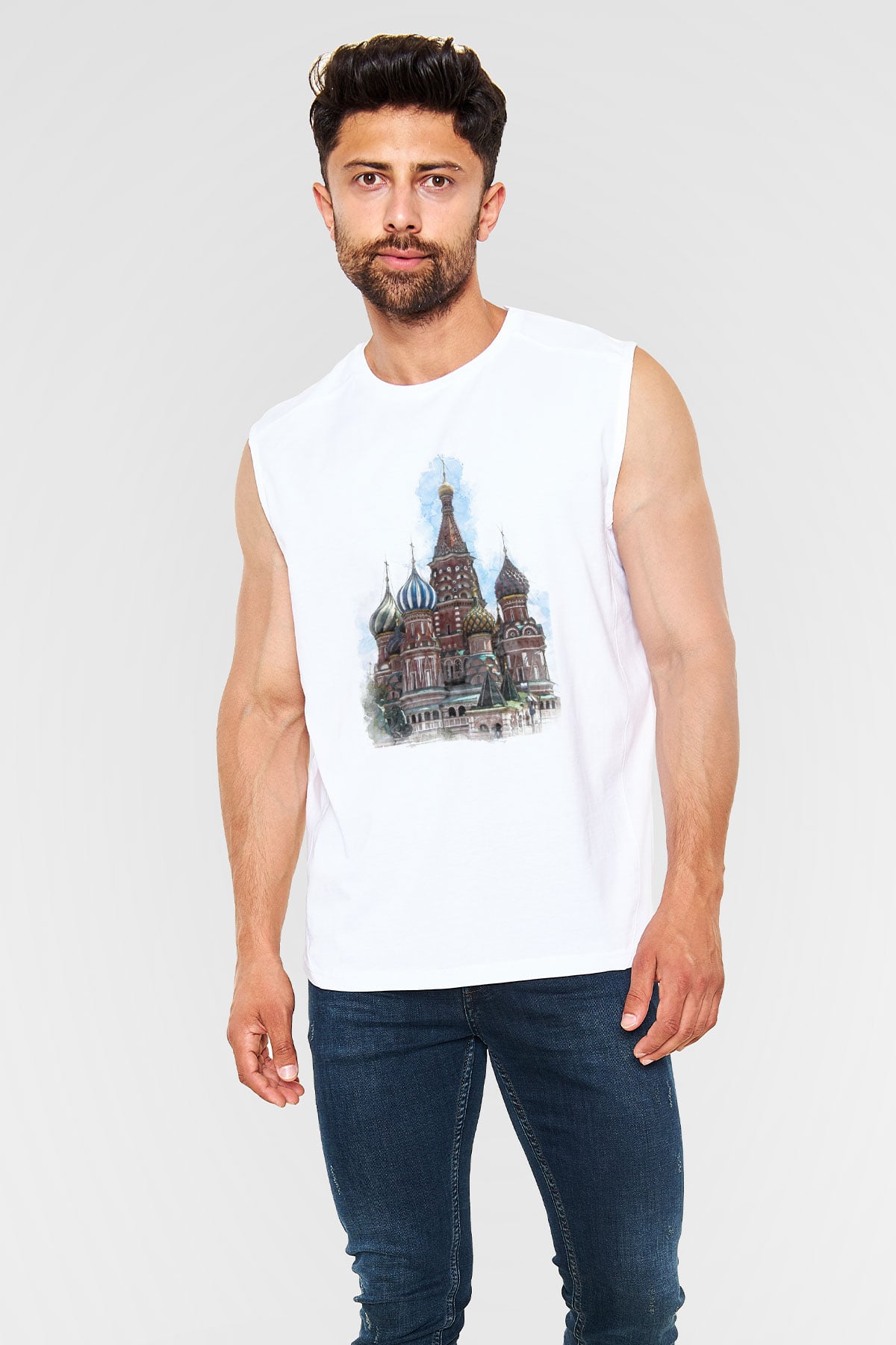 Aziz Vasil Katedrali Beyaz Unisex Kolsuz Tişört