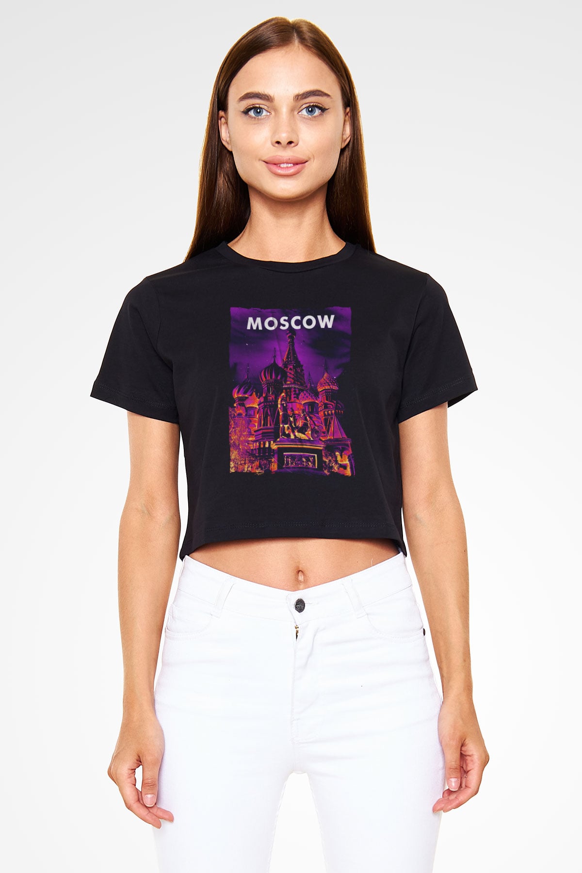Aziz Vasil Katedrali Siyah  Crop Top Tişört