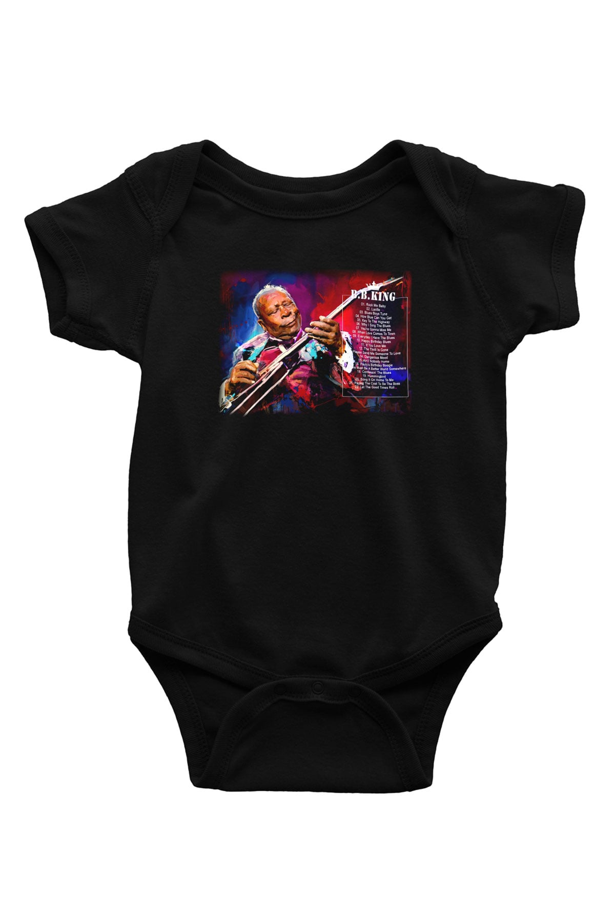 B.B. King Baskılı Siyah Bebek Body - Zıbın