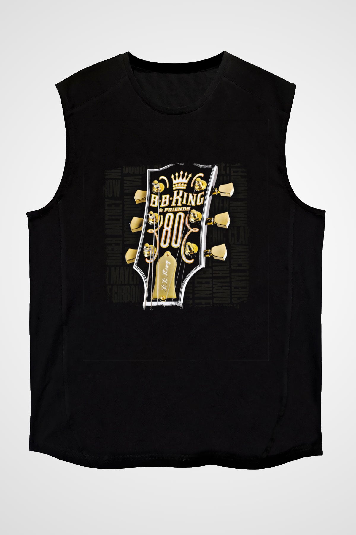 B.B. King Baskılı Unisex Siyah Kolsuz Tişört