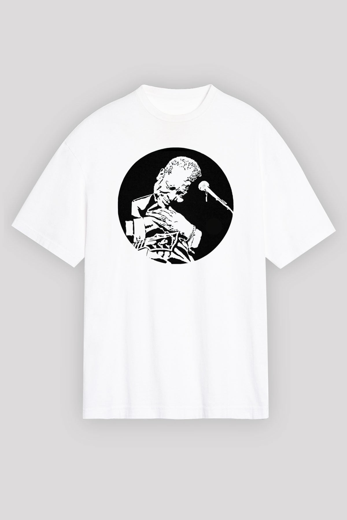 B.B. King Beyaz Unisex Oversize Tişört T-Shirt